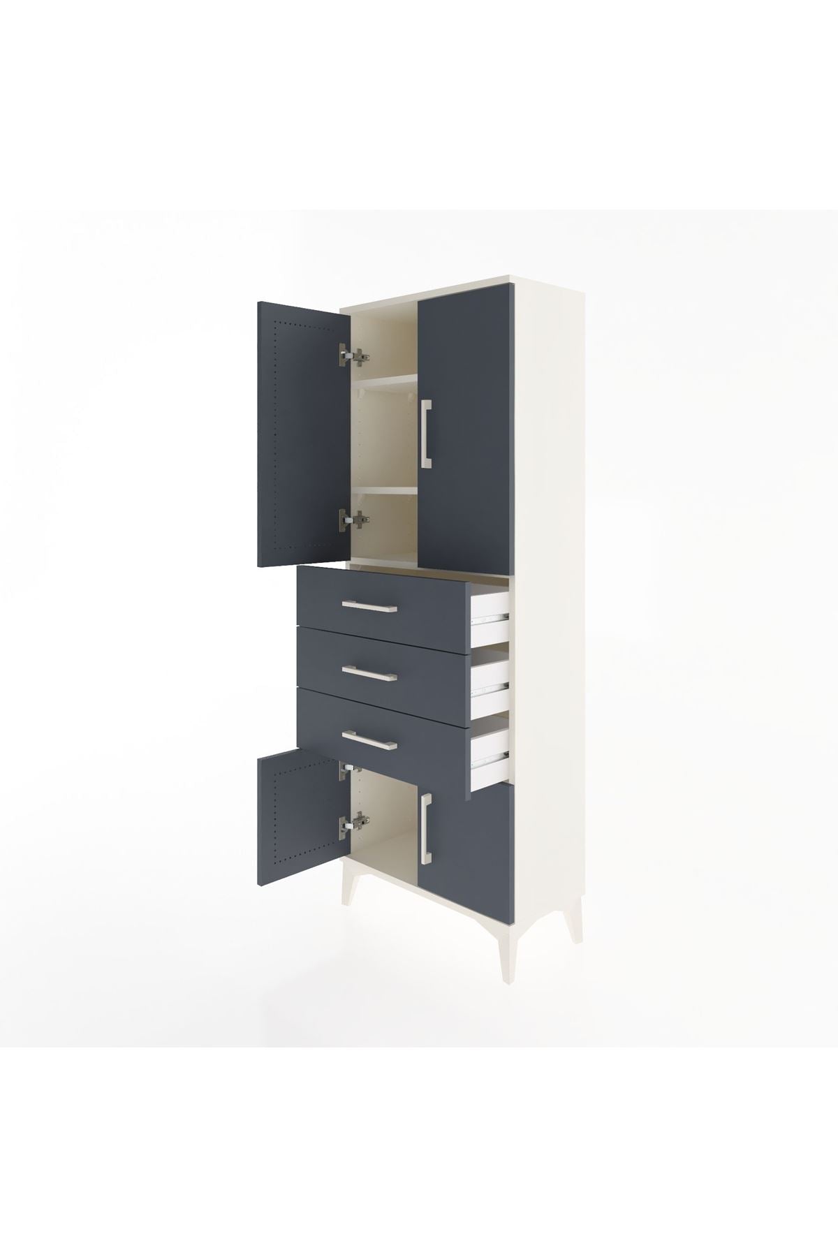 Arges Dolap 3 Raflı 3 Çekmeceli 4 Kapaklı 60x30x163 - S20M099V2A
