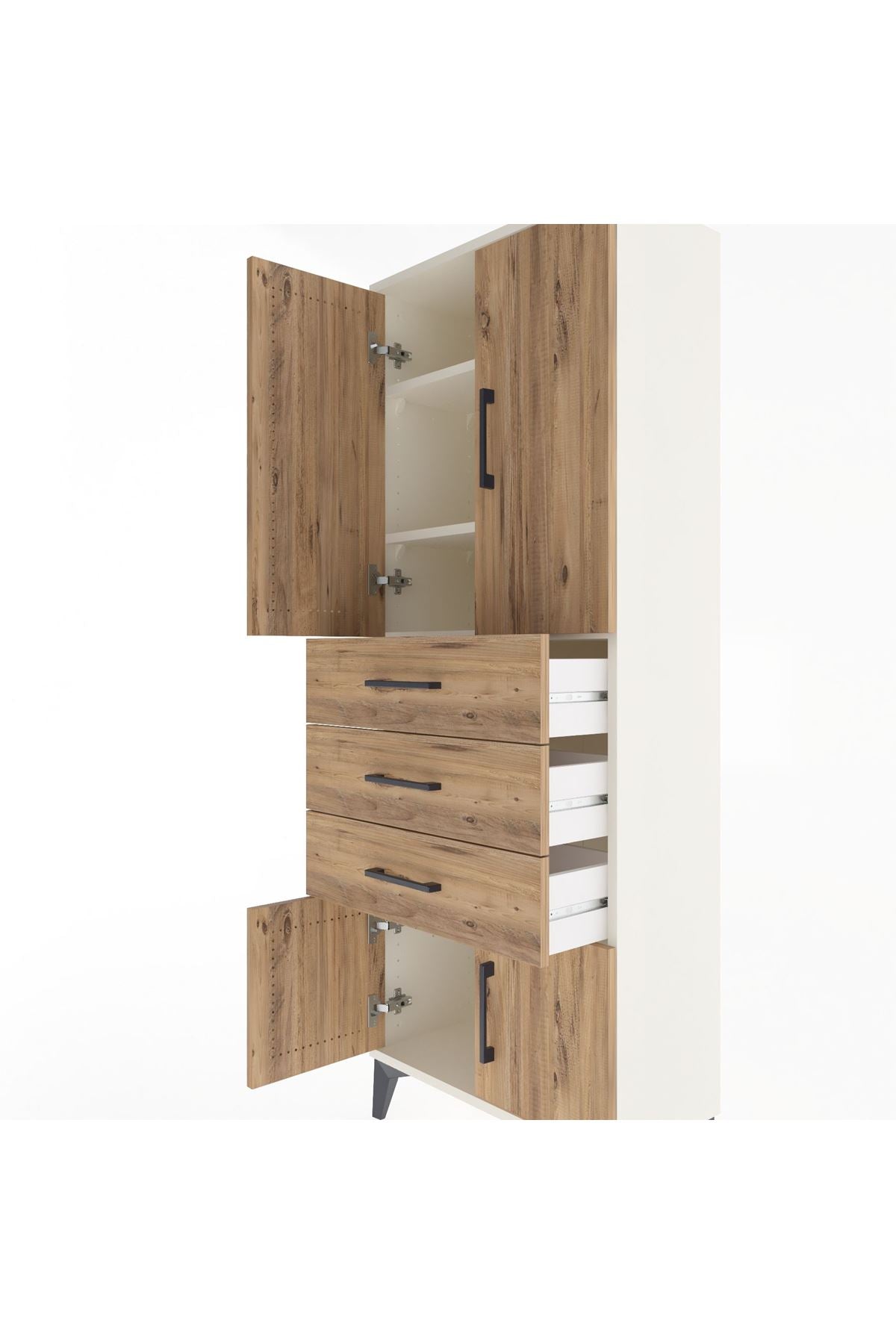 Arges Dolap 3 Raflı 3 Çekmeceli 4 Kapaklı 60x30x163 - S20M099V3A