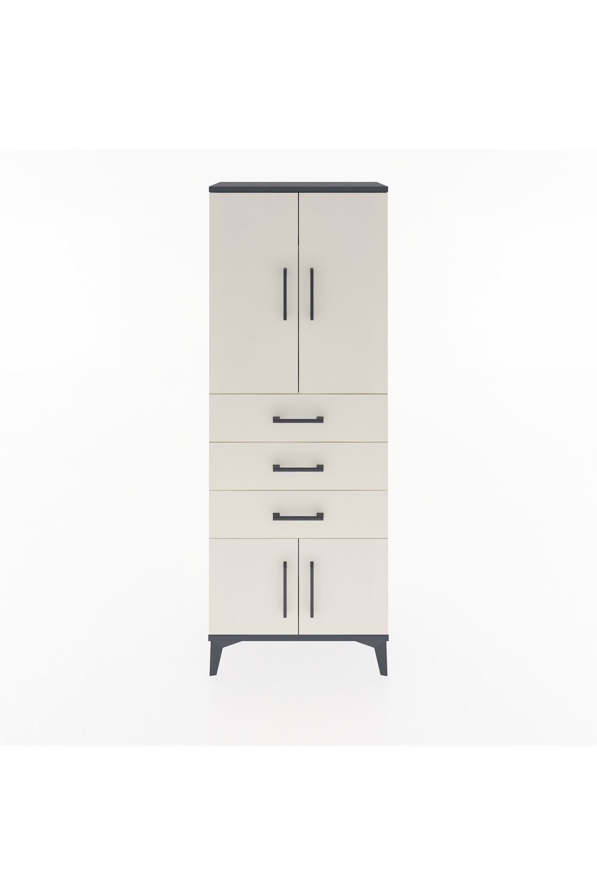 Arges Dolap 3 Raflı 3 Çekmeceli 4 Kapaklı 60x30x163 - S20M099V4A