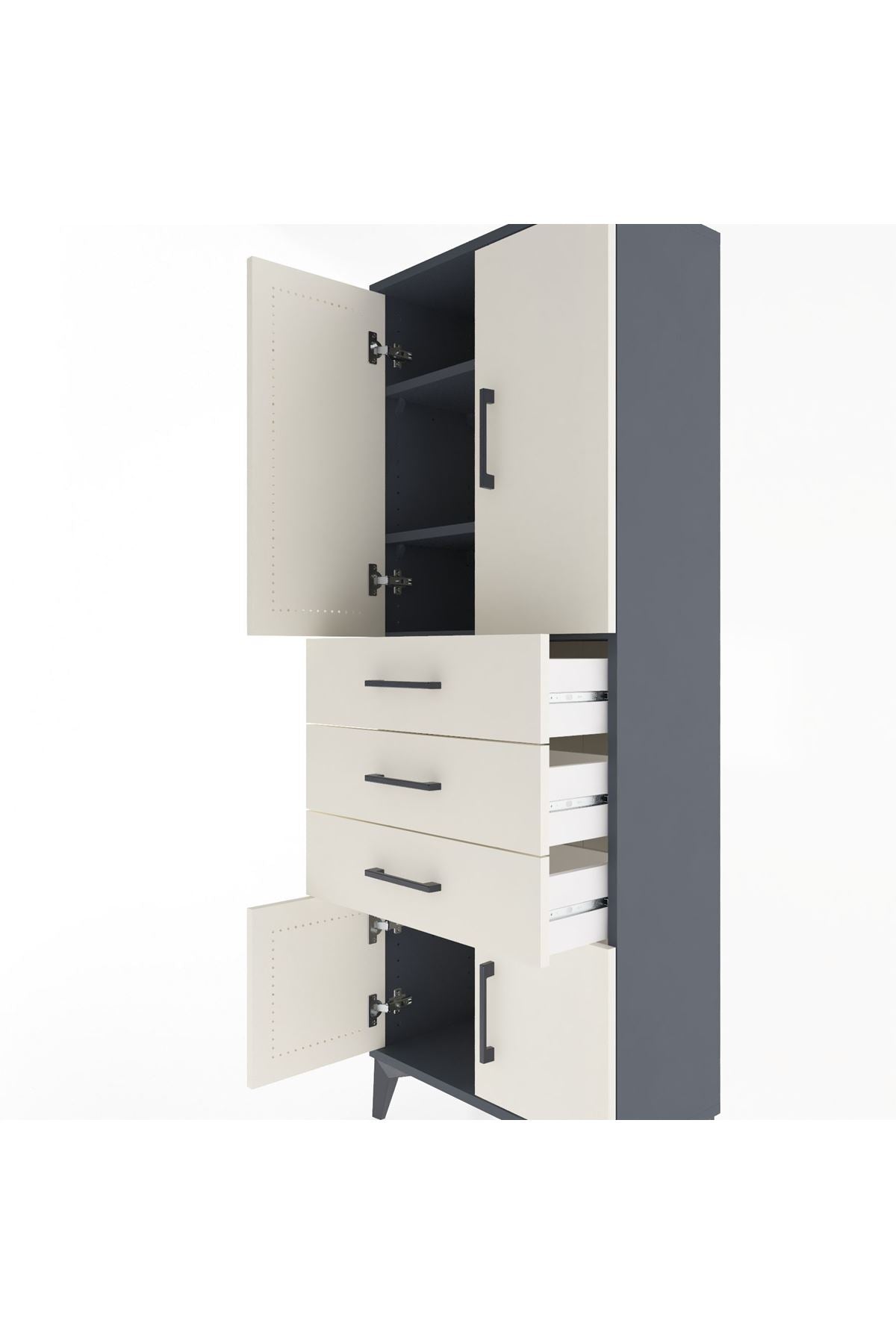 Arges Dolap 3 Raflı 3 Çekmeceli 4 Kapaklı 60x30x163 - S20M099V4A