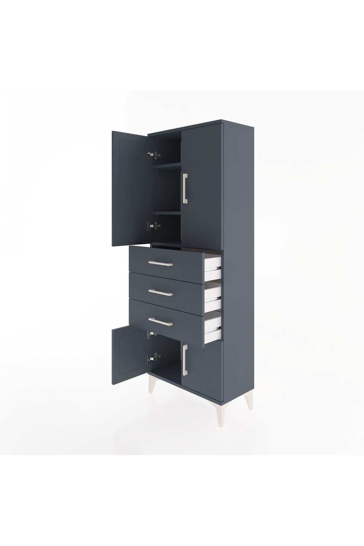 Arges Dolap 3 Raflı 3 Çekmeceli 4 Kapaklı 60x30x163 - S20M099V5A