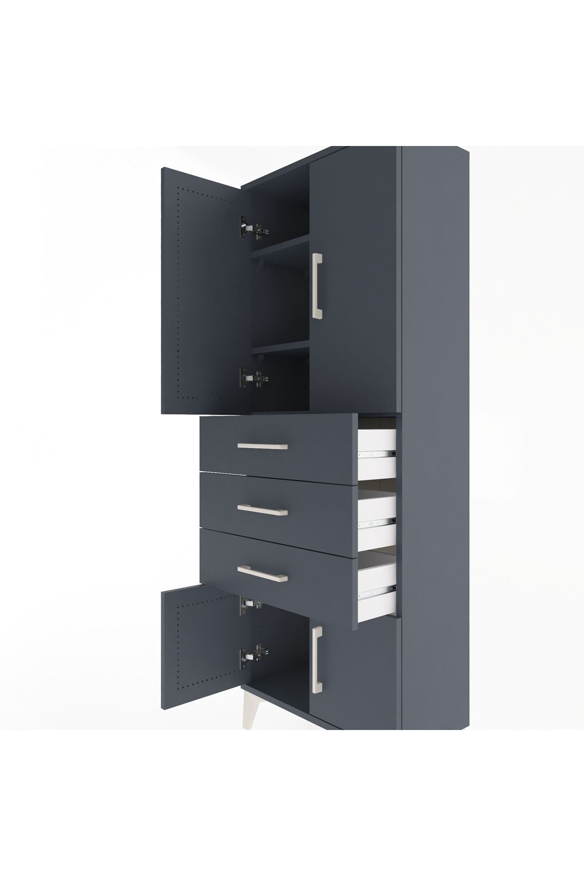 Arges Dolap 3 Raflı 3 Çekmeceli 4 Kapaklı 60x30x163 - S20M099V5A