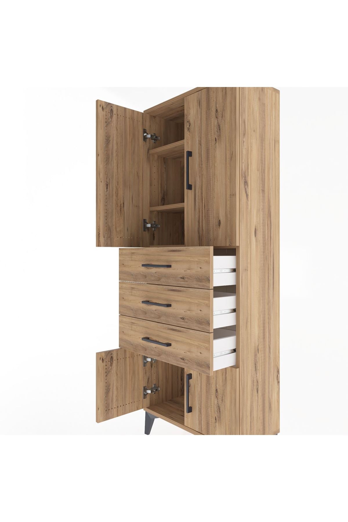 Arges Dolap 3 Raflı 3 Çekmeceli 4 Kapaklı 60x30x163 - S20M099V9A