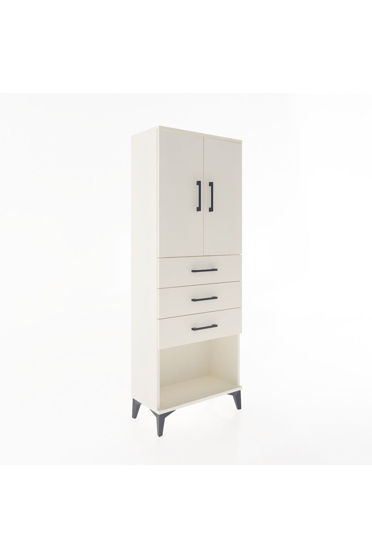Arges Dolap 3 Raflı 3 Çekmeceli 2 Kapaklı 60x30x163 - S20M101V1A