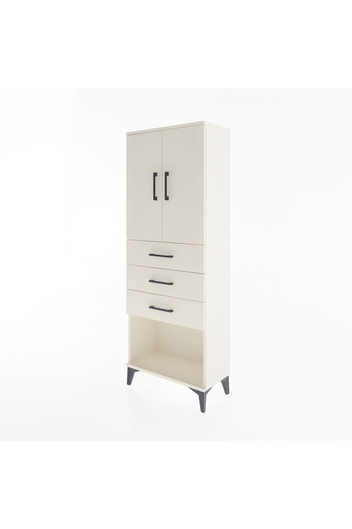 Arges Dolap 3 Raflı 3 Çekmeceli 2 Kapaklı 60x30x163 - S20M101V1A