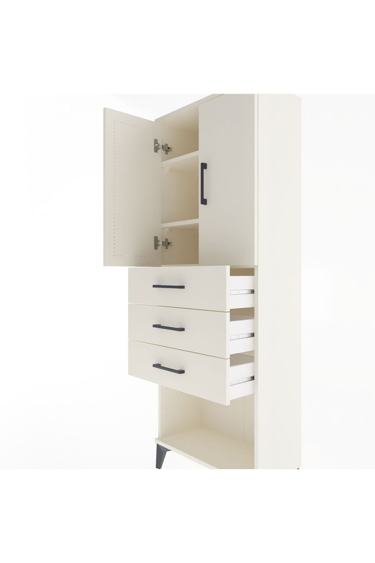 Arges Dolap 3 Raflı 3 Çekmeceli 2 Kapaklı 60x30x163 - S20M101V1A