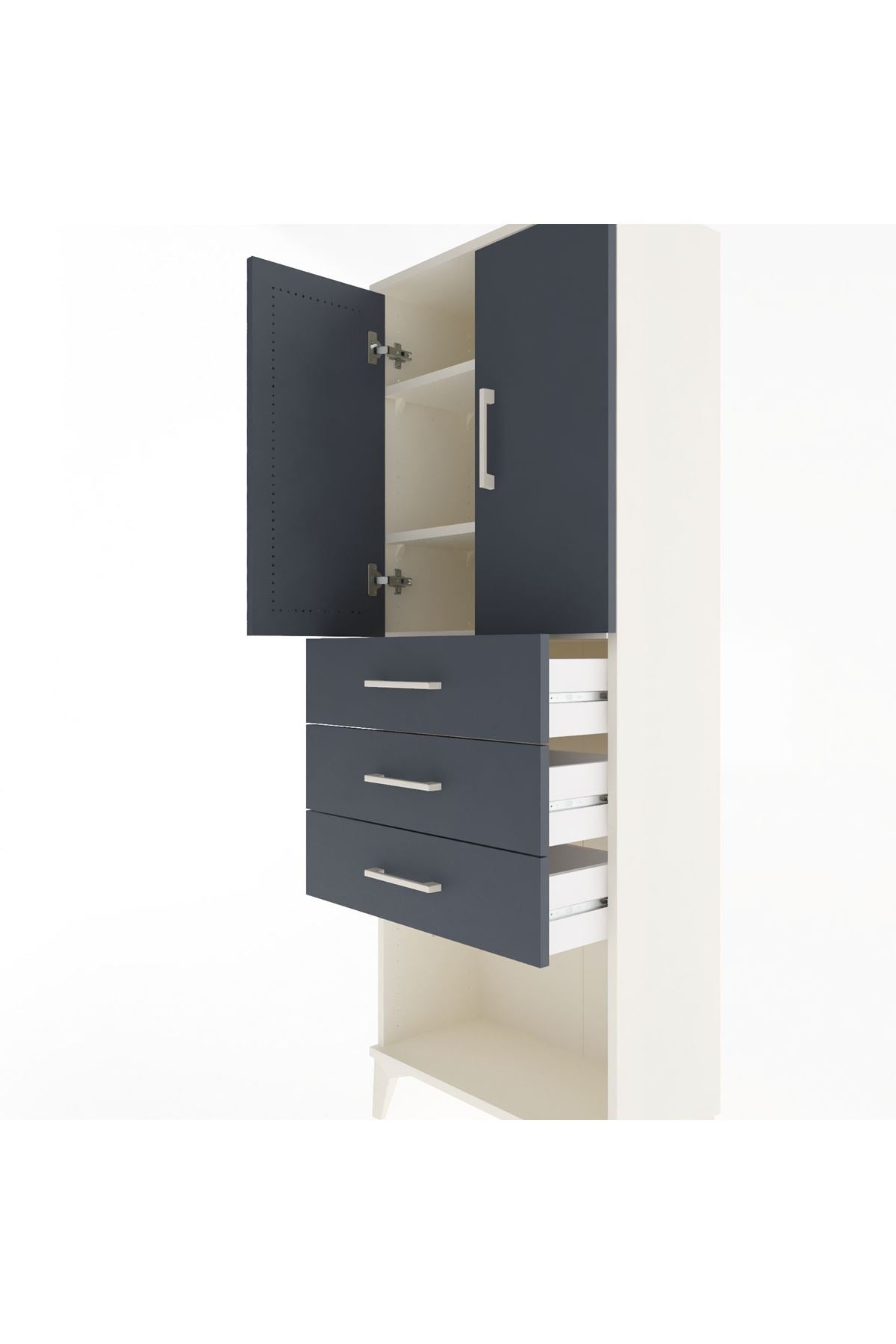 Arges Dolap 3 Raflı 3 Çekmeceli 2 Kapaklı 60x30x163 - S20M101V2A