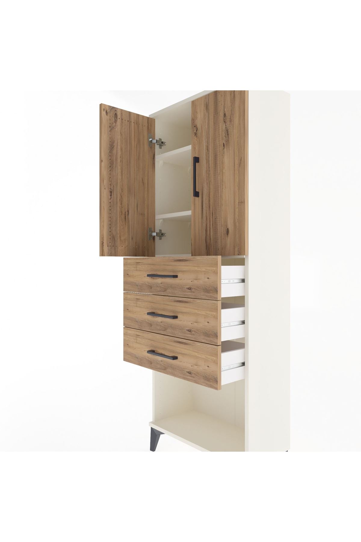 Arges Dolap 3 Raflı 3 Çekmeceli 2 Kapaklı 60x30x163 - S20M101V3A