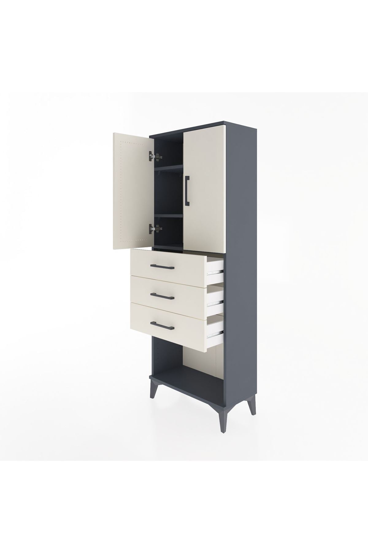 Arges Dolap 3 Raflı 3 Çekmeceli 2 Kapaklı 60x30x163 - S20M101V4A