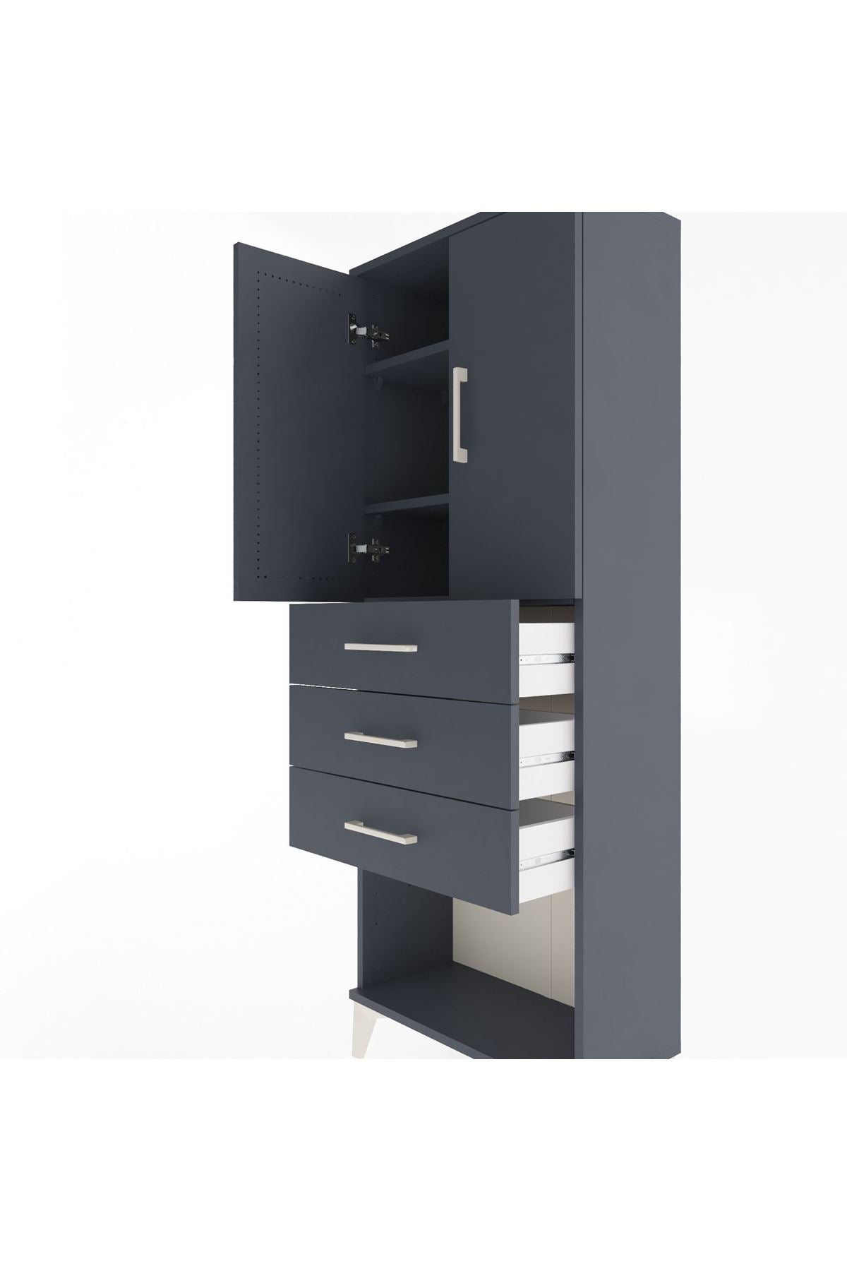 Arges Dolap 3 Raflı 3 Çekmeceli 2 Kapaklı 60x30x163 - S20M101V5A