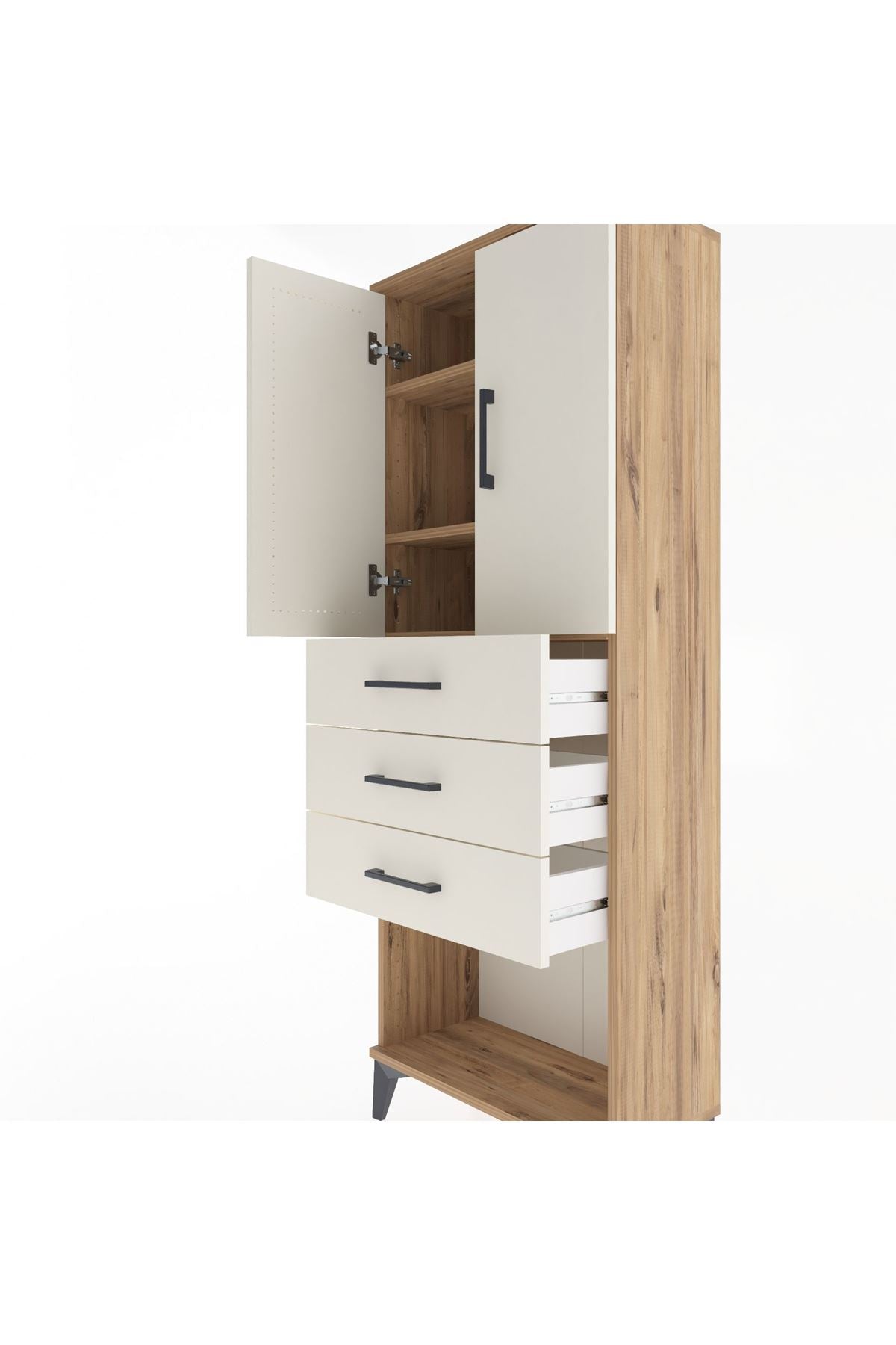 Arges Dolap 3 Raflı 3 Çekmeceli 2 Kapaklı 60x30x163 - S20M101V7A
