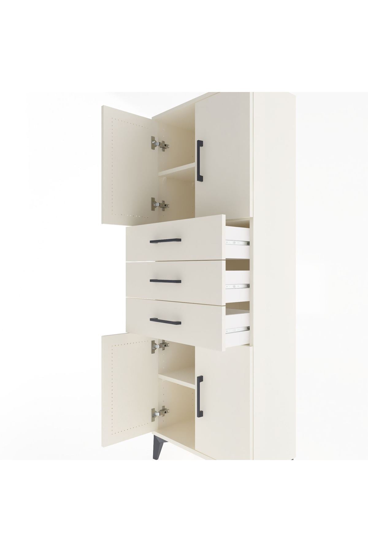 Arges Dolap 3 Raflı 3 Çekmeceli 4 Kapaklı 60x30x163 - S20M103V1A