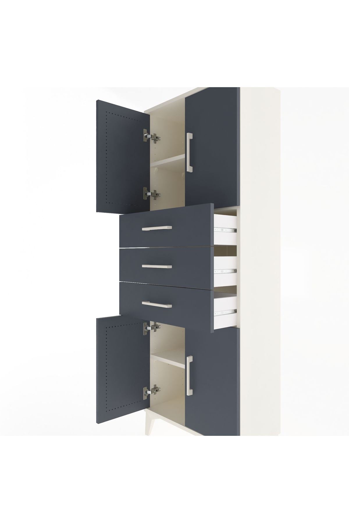 Arges Dolap 3 Raflı 3 Çekmeceli 4 Kapaklı 60x30x163 - S20M103V2A