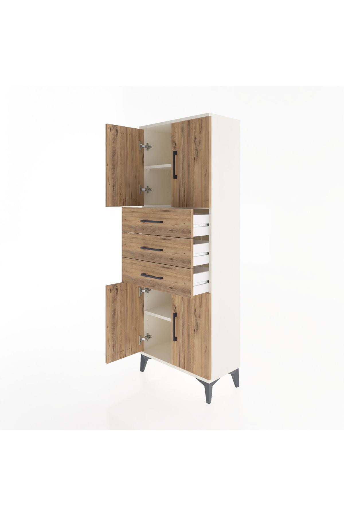 Arges Dolap 3 Raflı 3 Çekmeceli 4 Kapaklı 60x30x163 - S20M103V3A
