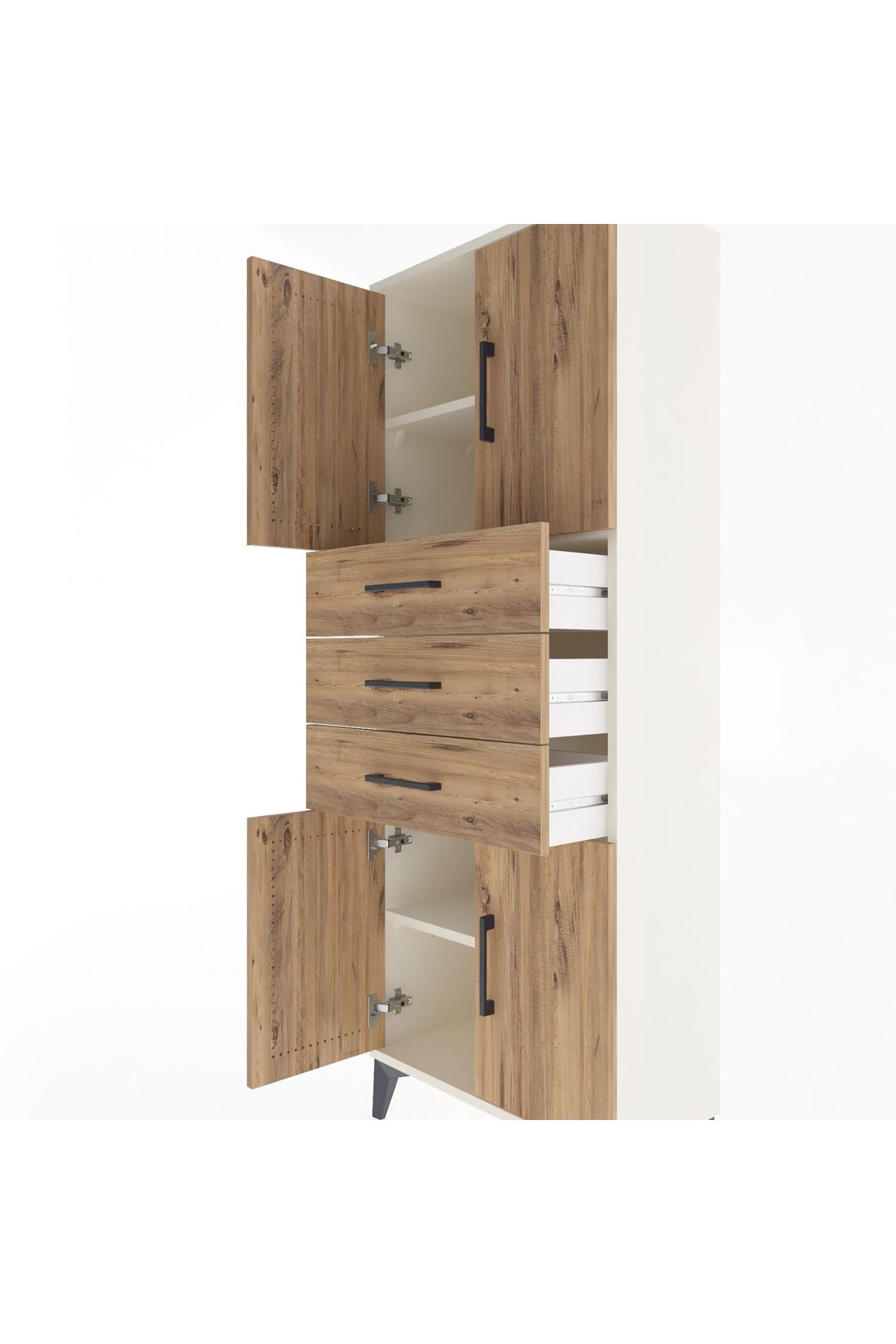 Arges Dolap 3 Raflı 3 Çekmeceli 4 Kapaklı 60x30x163 - S20M103V3A