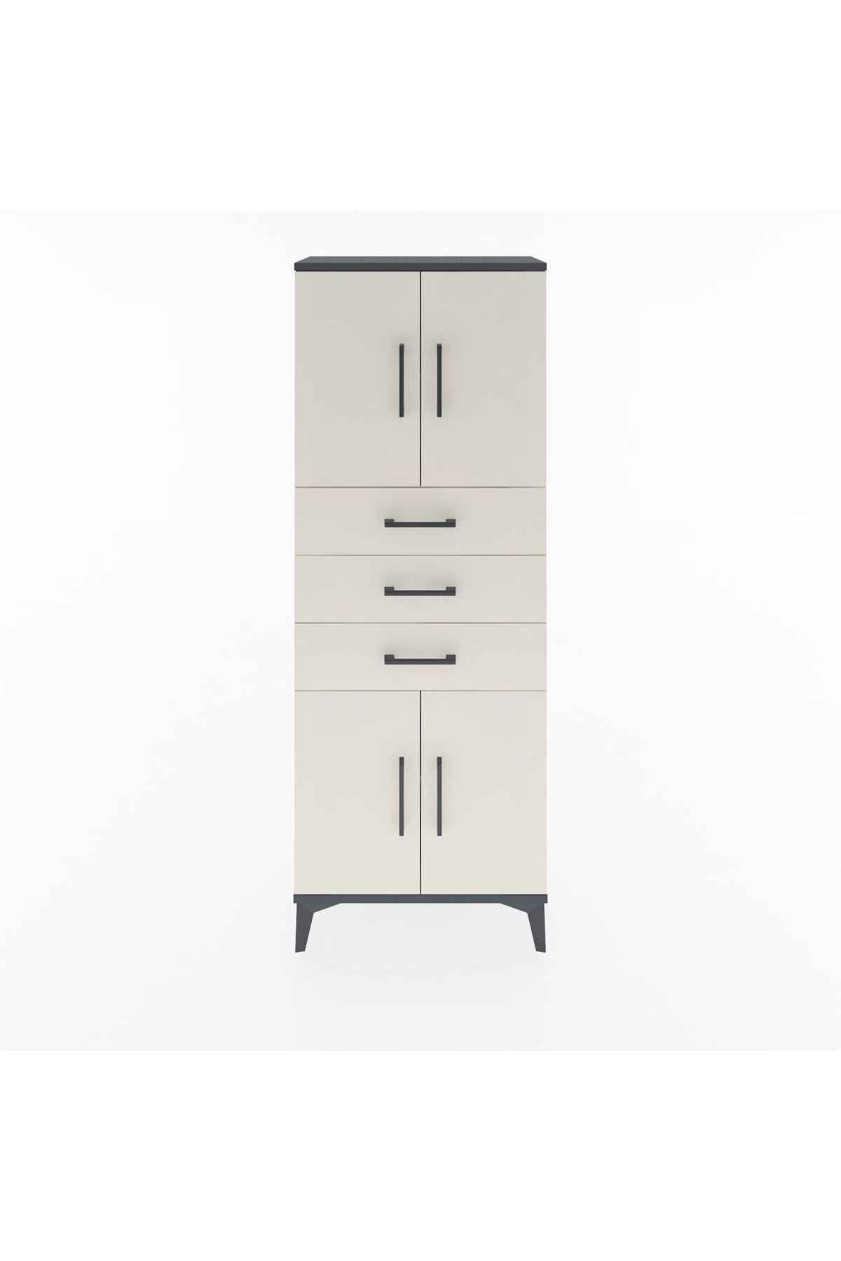 Arges Dolap 3 Raflı 3 Çekmeceli 4 Kapaklı 60x30x163 - S20M103V4A