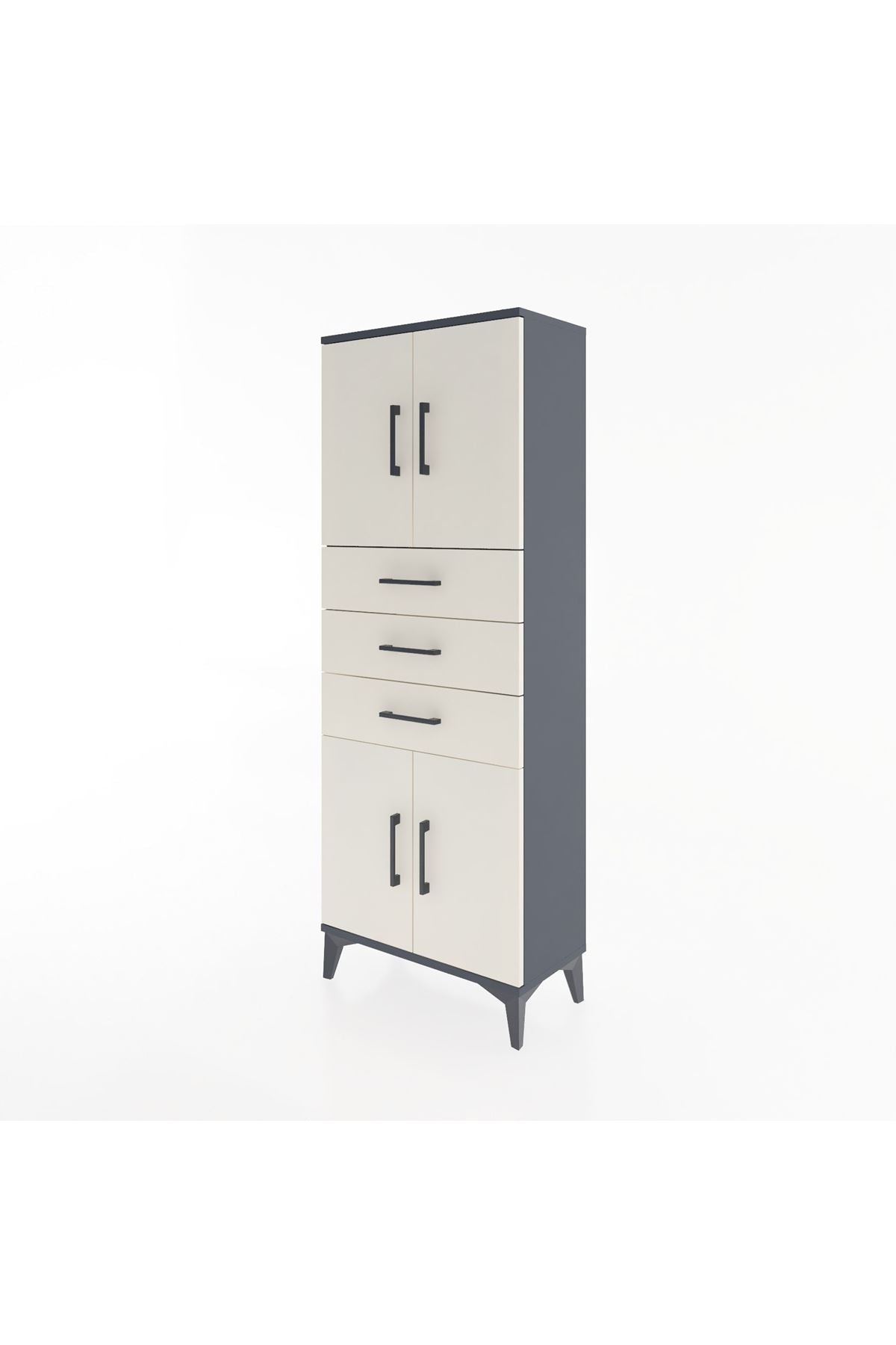 Arges Dolap 3 Raflı 3 Çekmeceli 4 Kapaklı 60x30x163 - S20M103V4A
