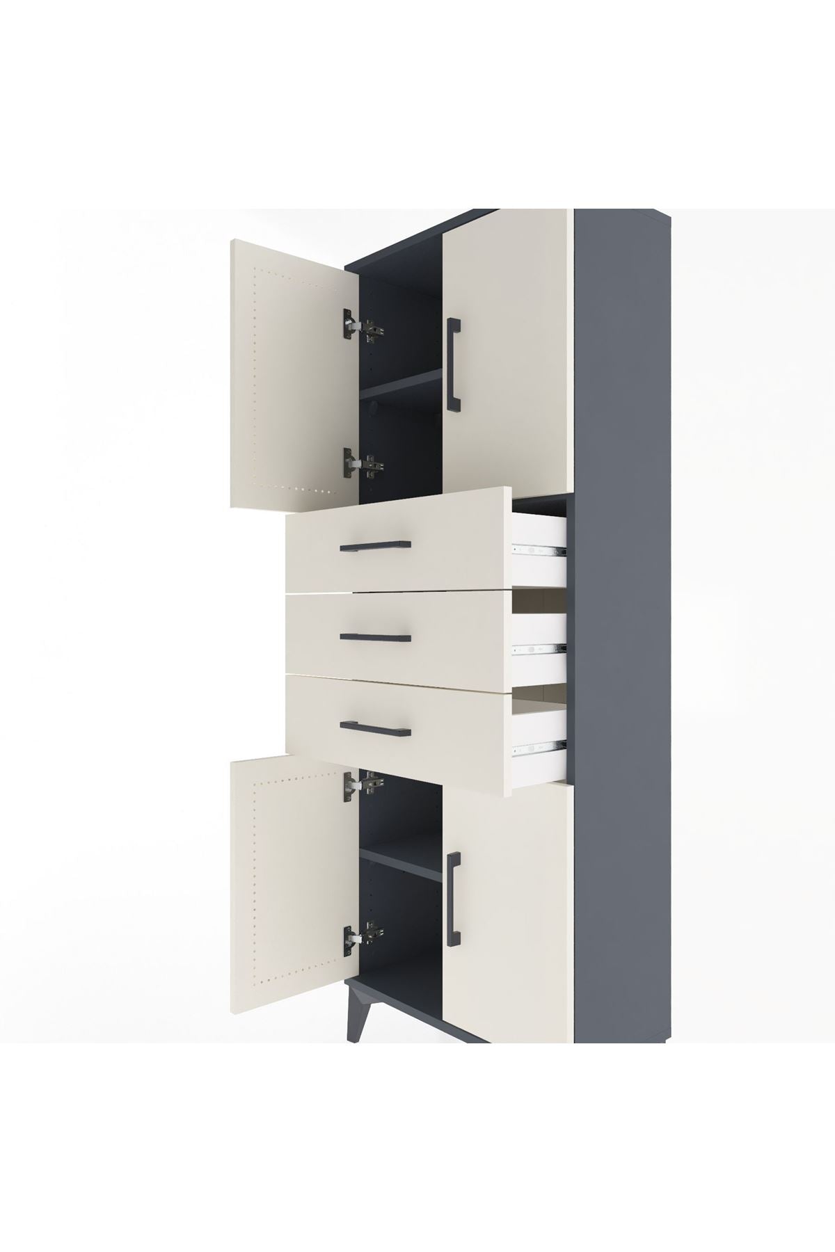 Arges Dolap 3 Raflı 3 Çekmeceli 4 Kapaklı 60x30x163 - S20M103V4A