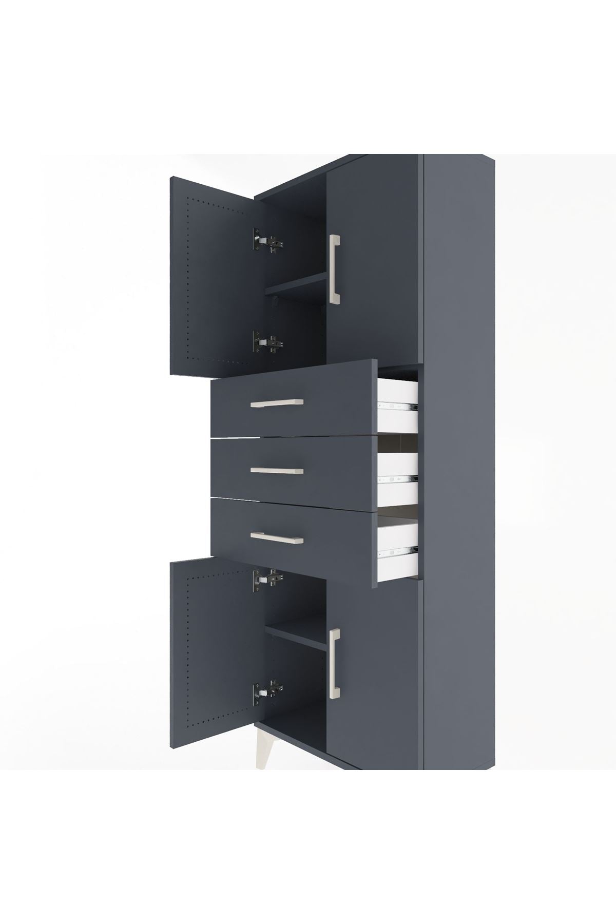 Arges Dolap 3 Raflı 3 Çekmeceli 4 Kapaklı 60x30x163 - S20M103V5A