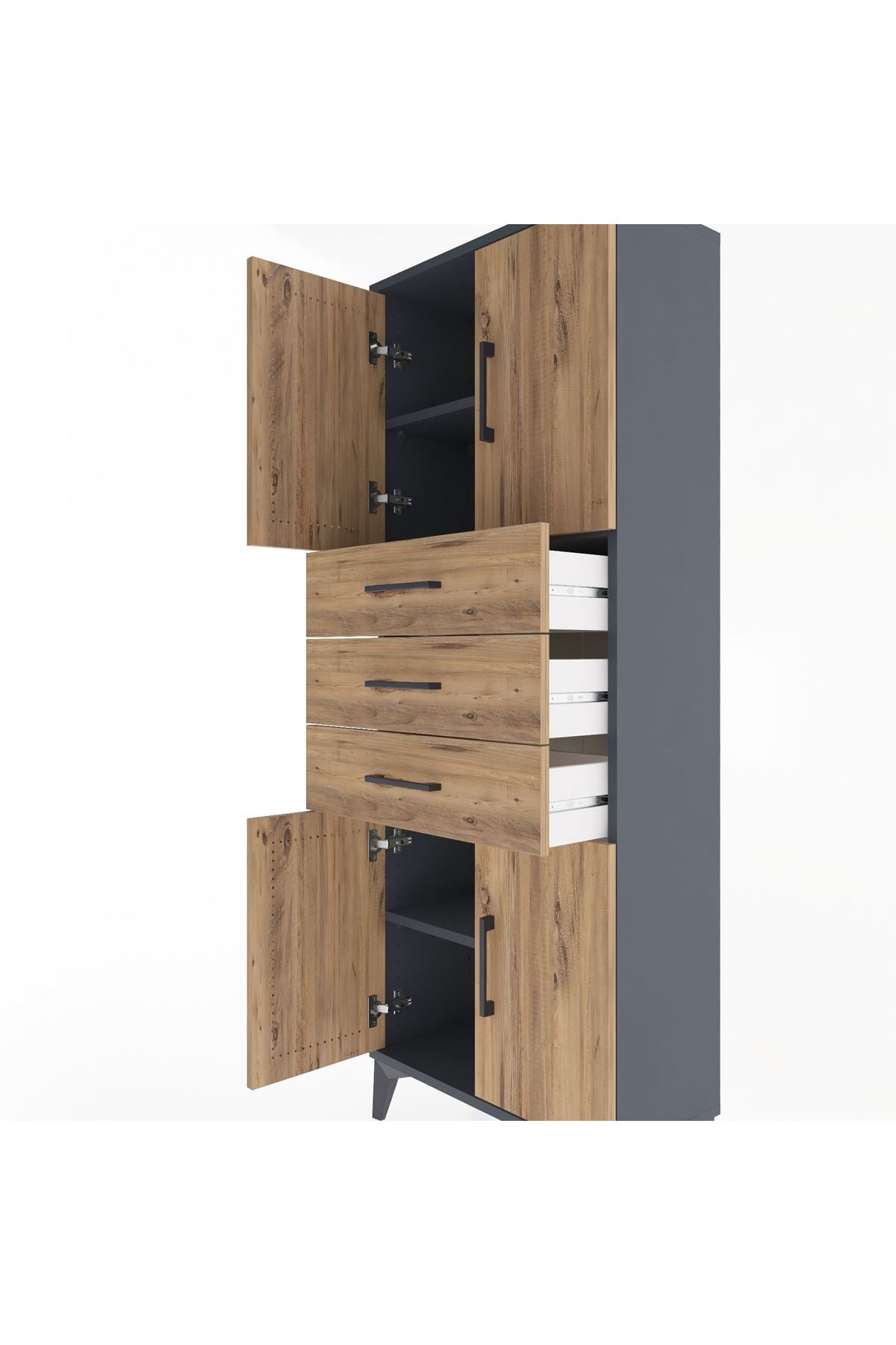 Arges Dolap 3 Raflı 3 Çekmeceli 4 Kapaklı 60x30x163 - S20M103V6A