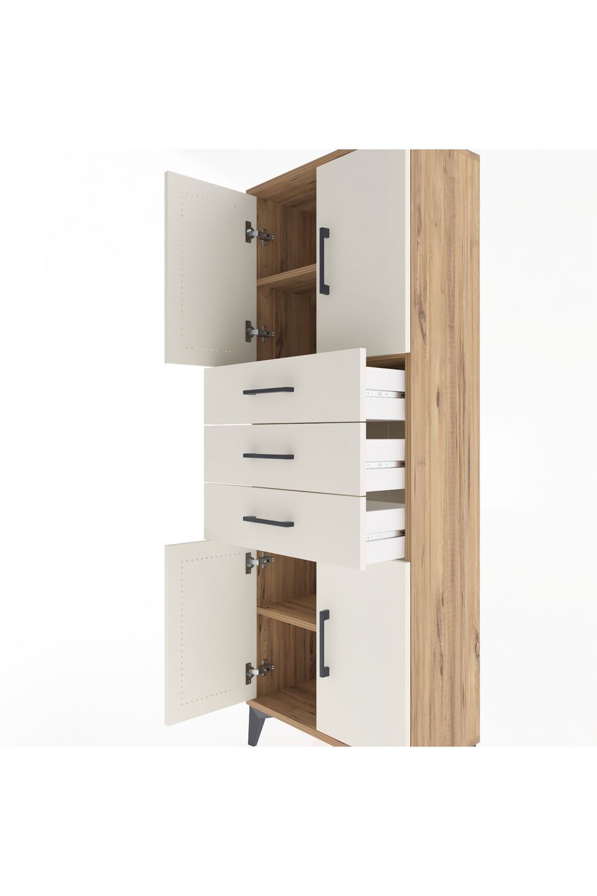 Arges Dolap 3 Raflı 3 Çekmeceli 4 Kapaklı 60x30x163 - S20M103V7A