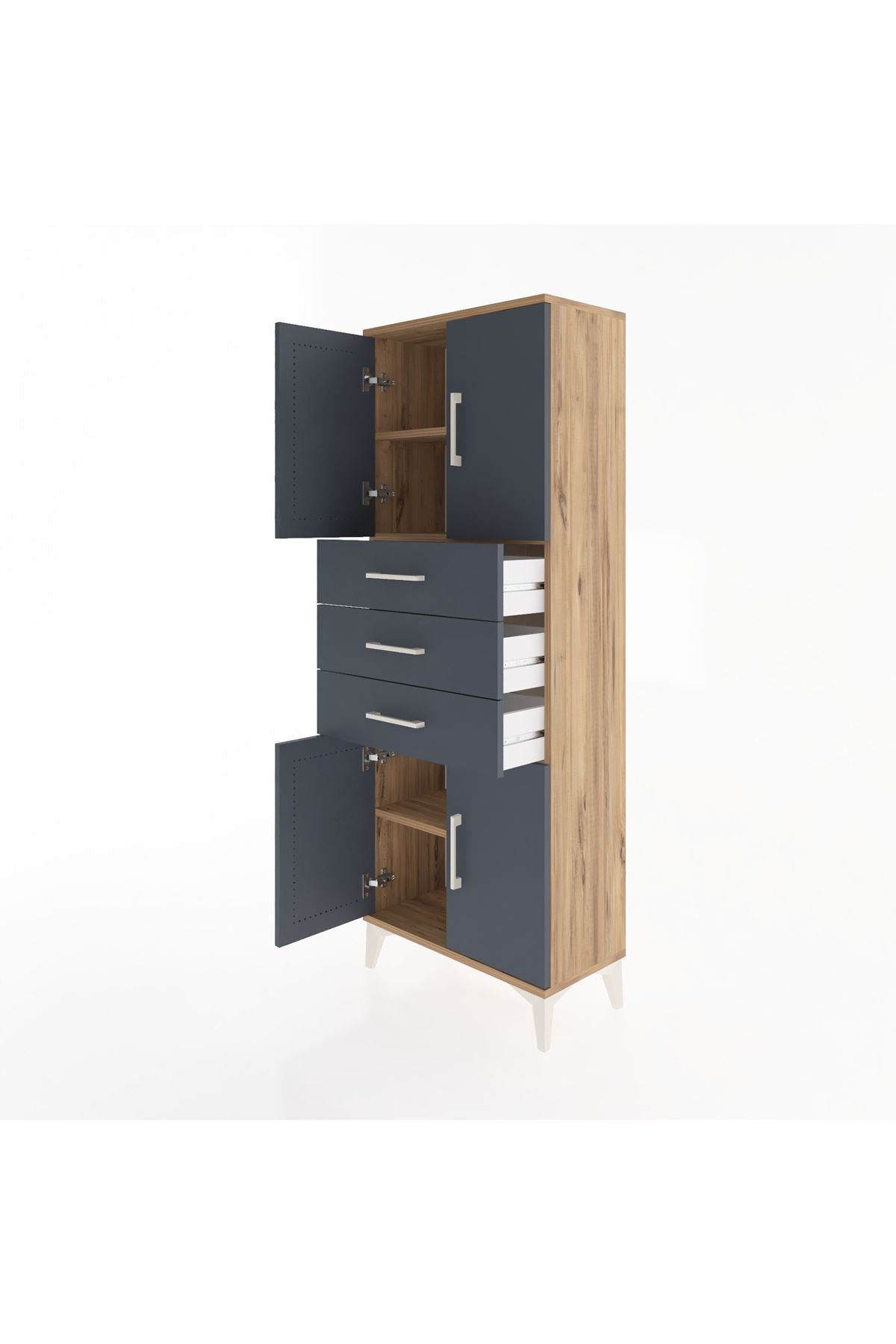 Arges Dolap 3 Raflı 3 Çekmeceli 4 Kapaklı 60x30x163 - S20M103V8A