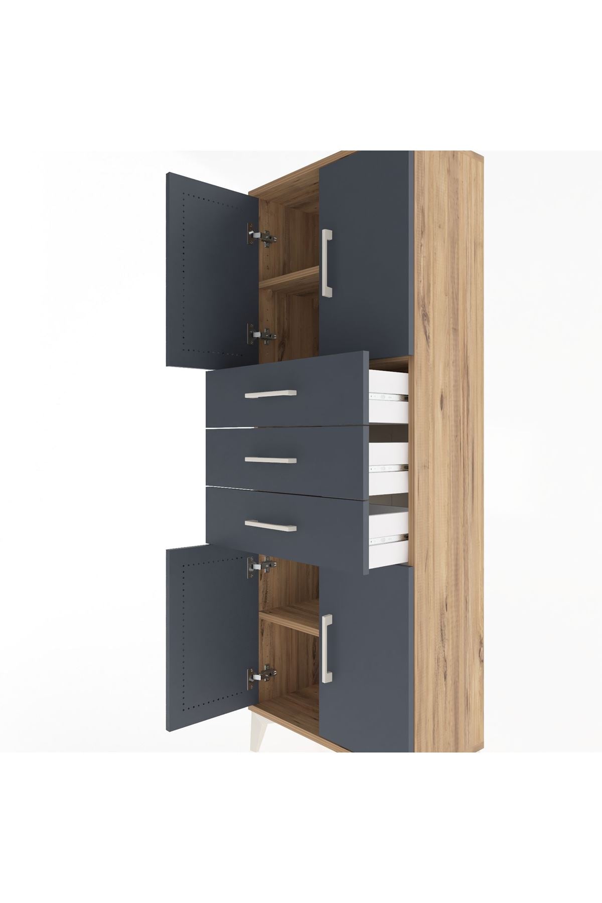 Arges Dolap 3 Raflı 3 Çekmeceli 4 Kapaklı 60x30x163 - S20M103V8A