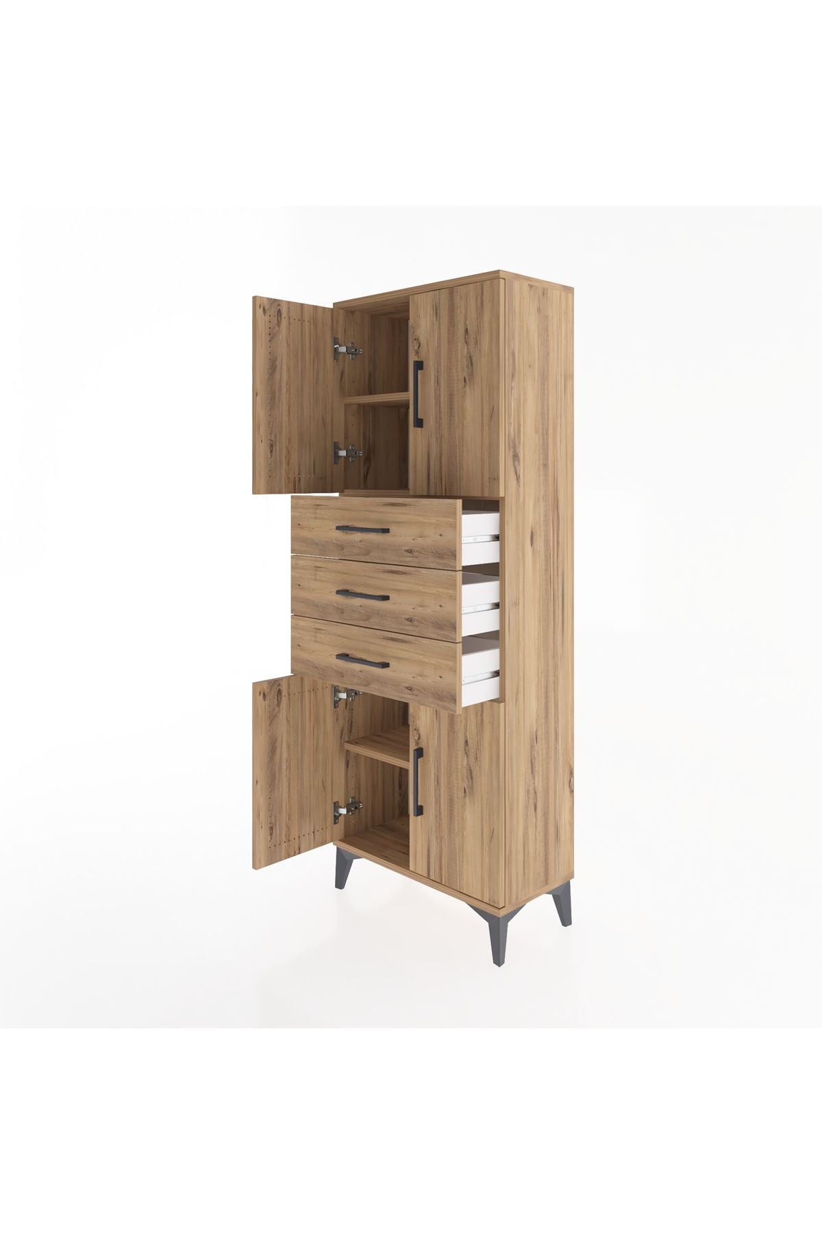 Arges Dolap 3 Raflı 3 Çekmeceli 4 Kapaklı 60x30x163 - S20M103V9A