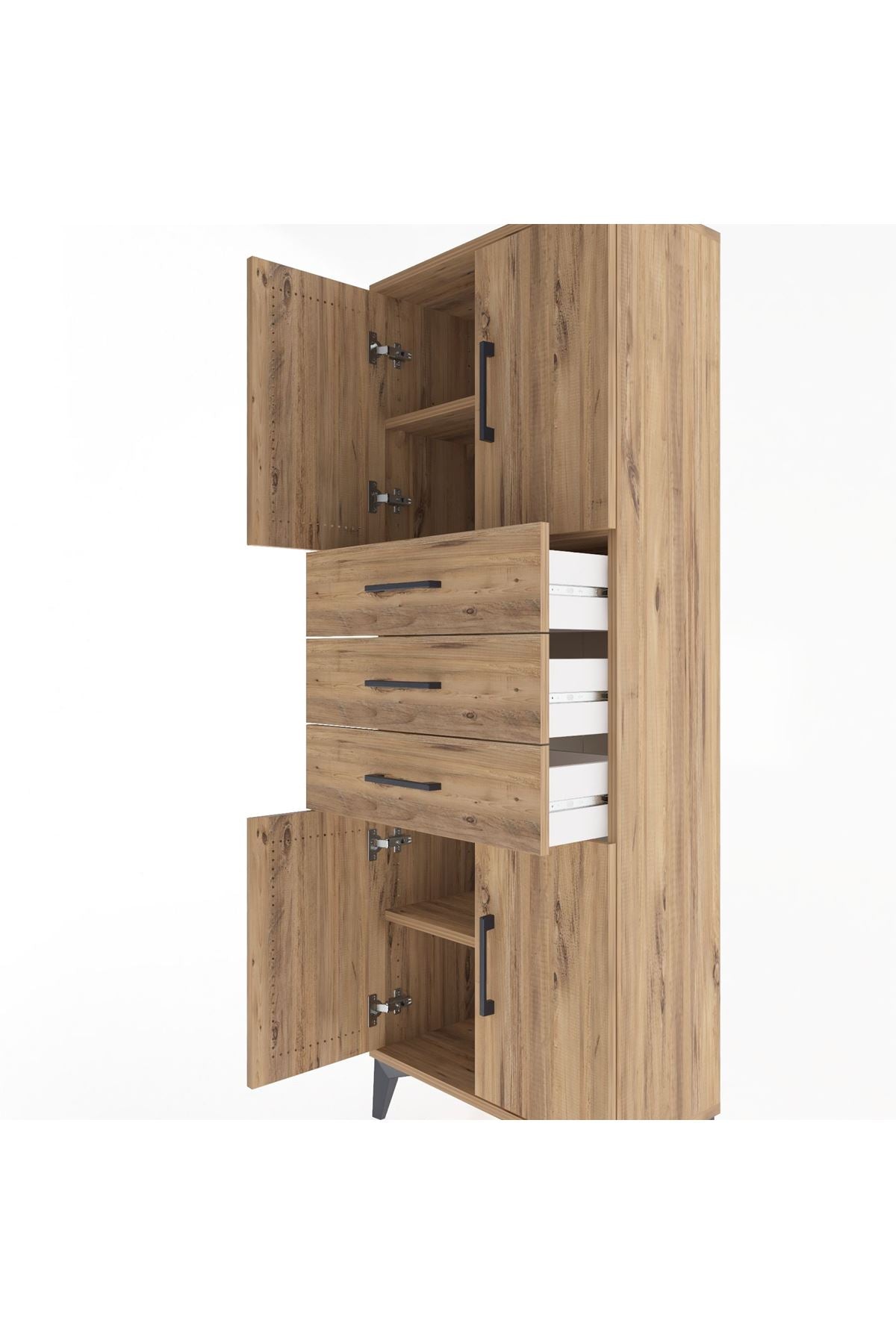 Arges Dolap 3 Raflı 3 Çekmeceli 4 Kapaklı 60x30x163 - S20M103V9A