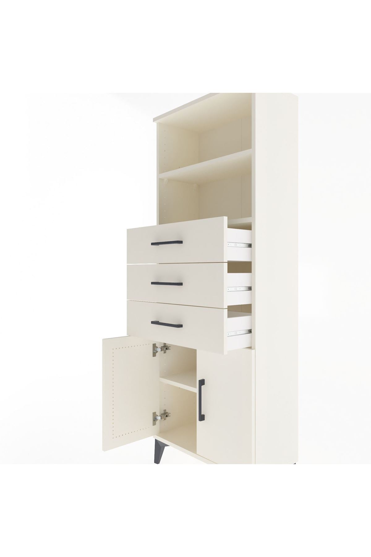 Arges Dolap 3 Raflı 3 Çekmeceli 2 Kapaklı 60x30x163 - S20M104V1A