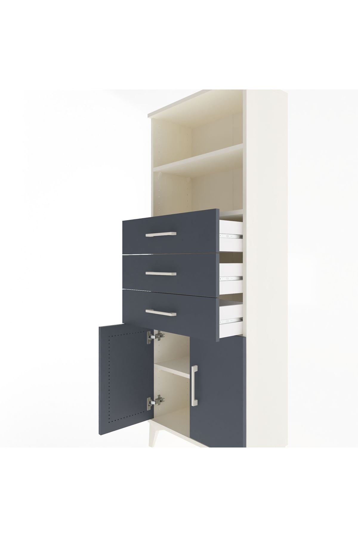 Arges Dolap 3 Raflı 3 Çekmeceli 2 Kapaklı 60x30x163 - S20M104V2A