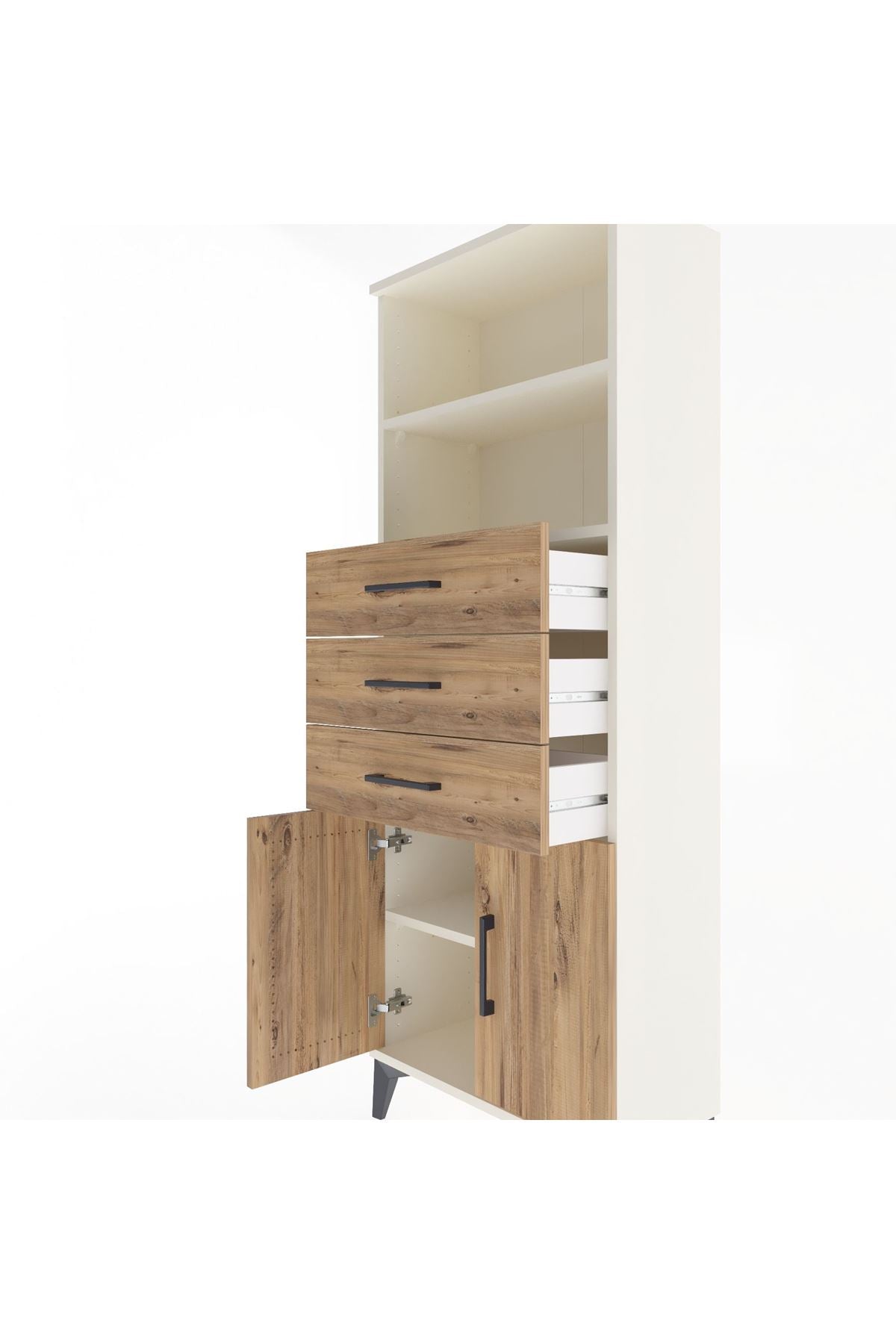 Arges Dolap 3 Raflı 3 Çekmeceli 2 Kapaklı 60x30x163 - S20M104V3A