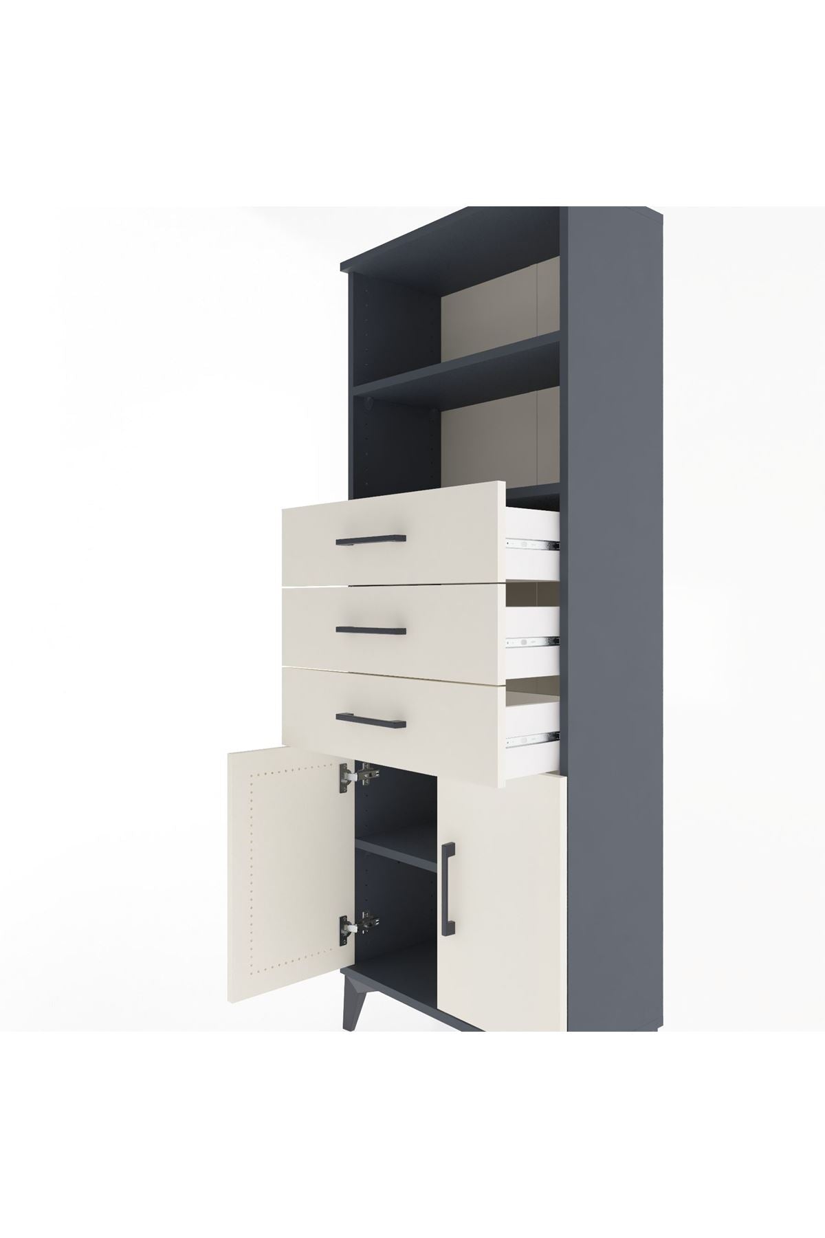 Arges Dolap 3 Raflı 3 Çekmeceli 2 Kapaklı 60x30x163 - S20M104V4A