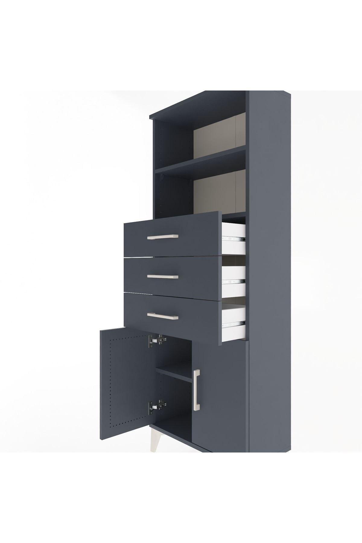 Arges Dolap 3 Raflı 3 Çekmeceli 2 Kapaklı 60x30x163 - S20M104V5A