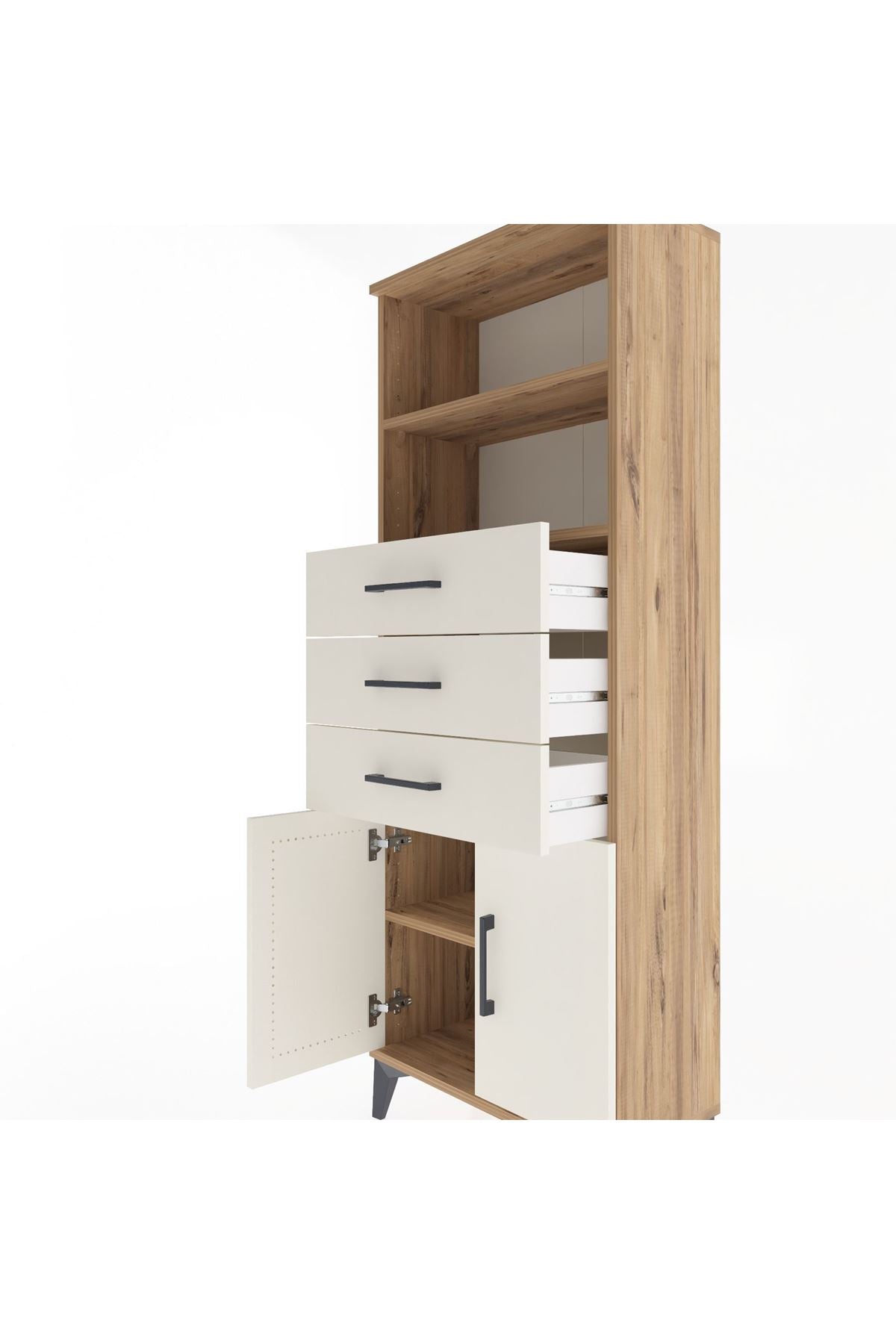 Arges Dolap 3 Raflı 3 Çekmeceli 2 Kapaklı 60x30x163 - S20M104V7A