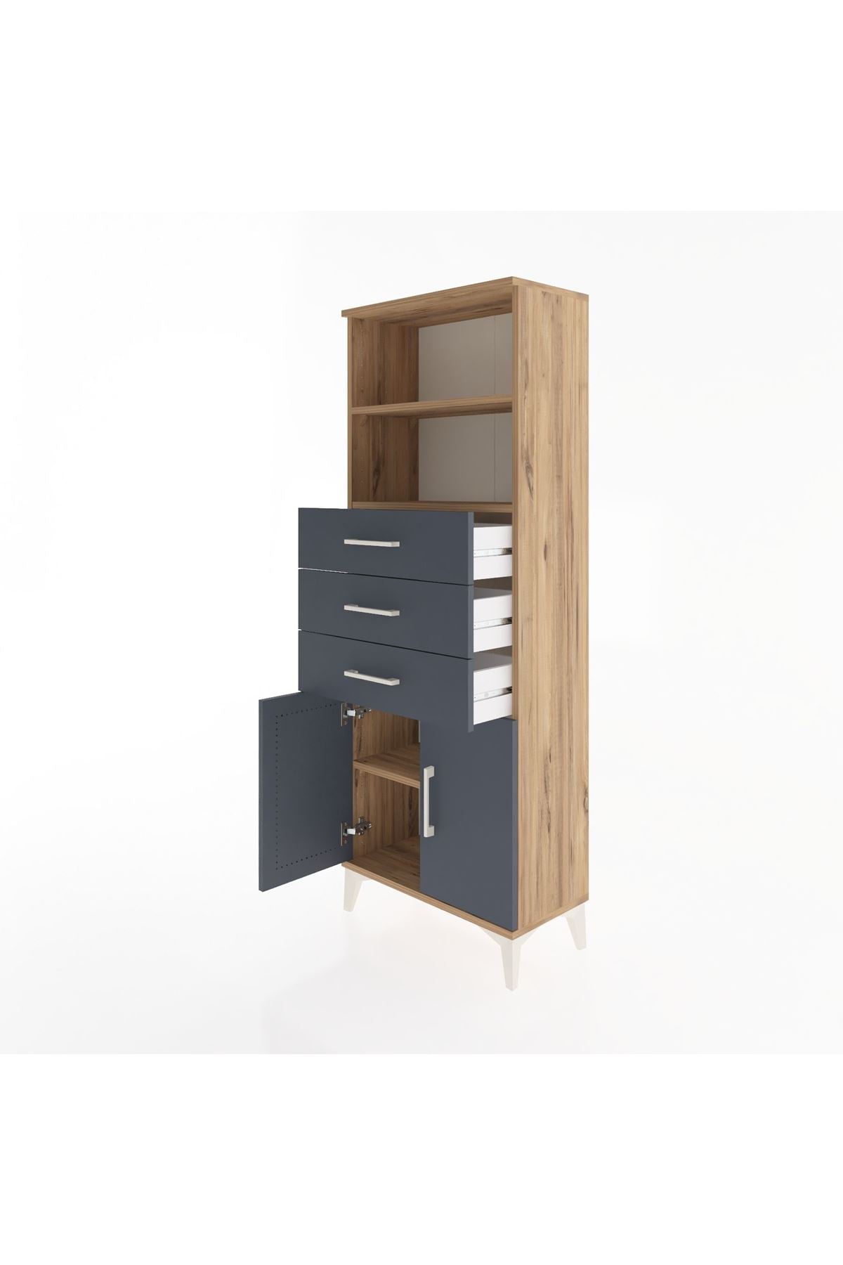 Arges Dolap 3 Raflı 3 Çekmeceli 2 Kapaklı 60x30x163 - S20M104V8A