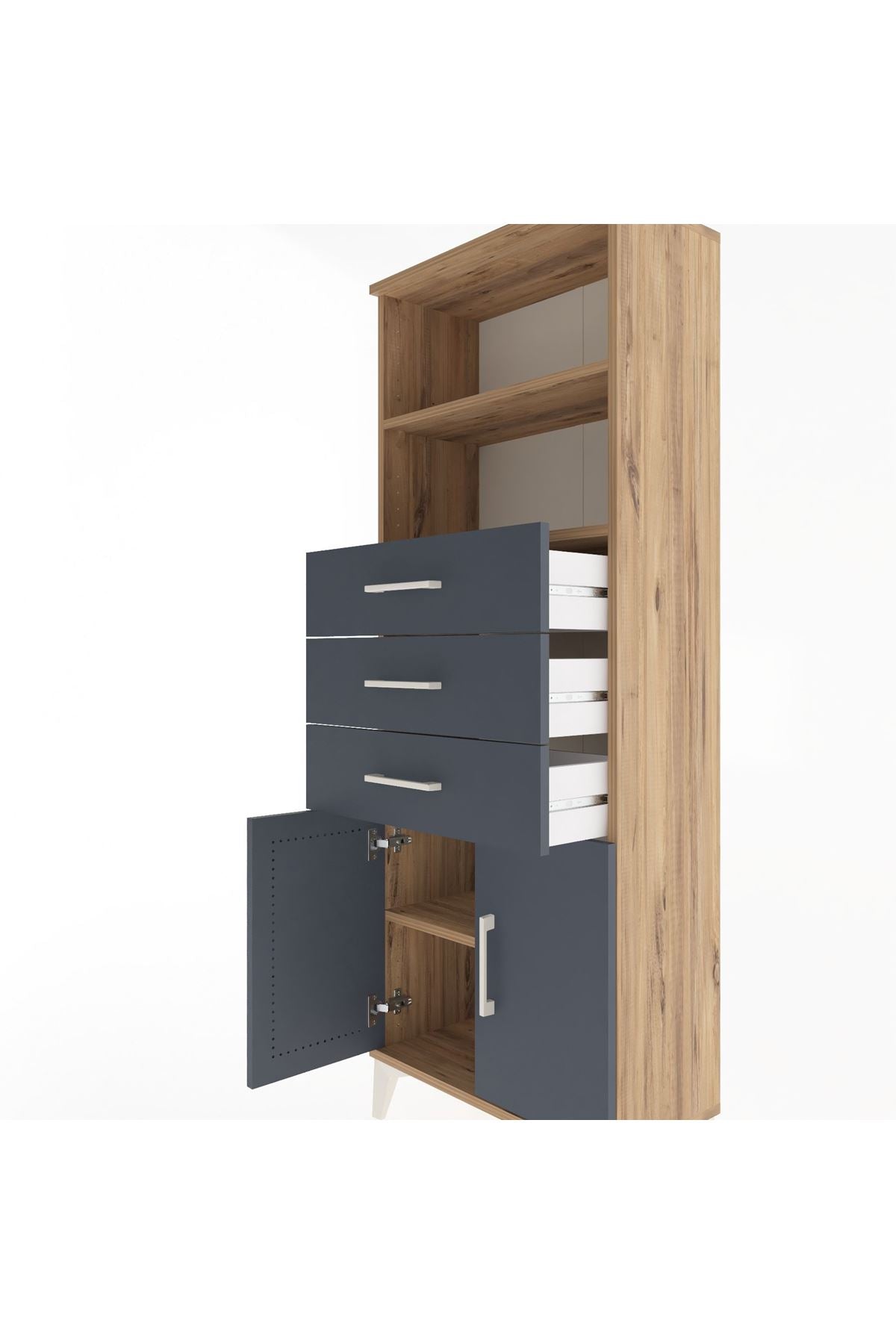 Arges Dolap 3 Raflı 3 Çekmeceli 2 Kapaklı 60x30x163 - S20M104V8A