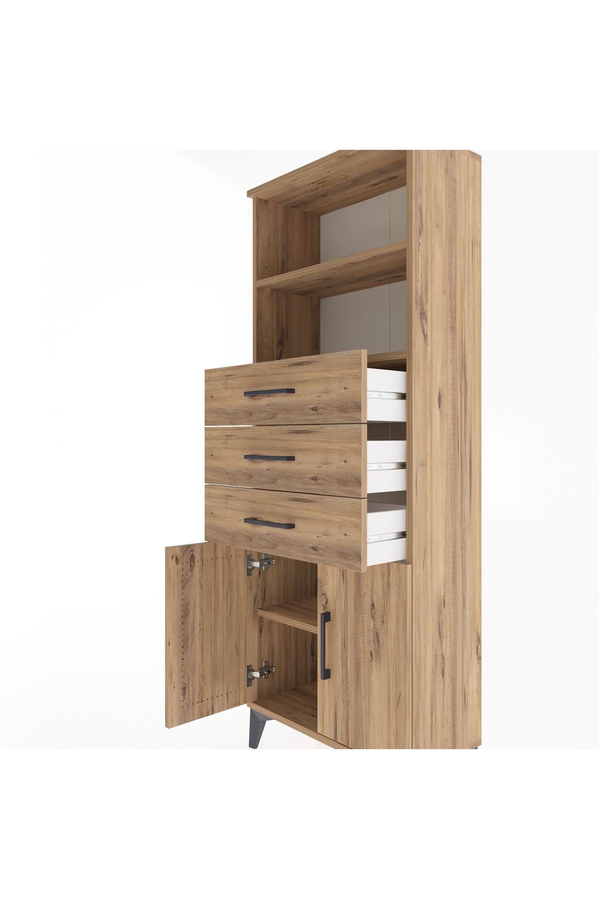 Arges Dolap 3 Raflı 3 Çekmeceli 2 Kapaklı 60x30x163 - S20M104V9A