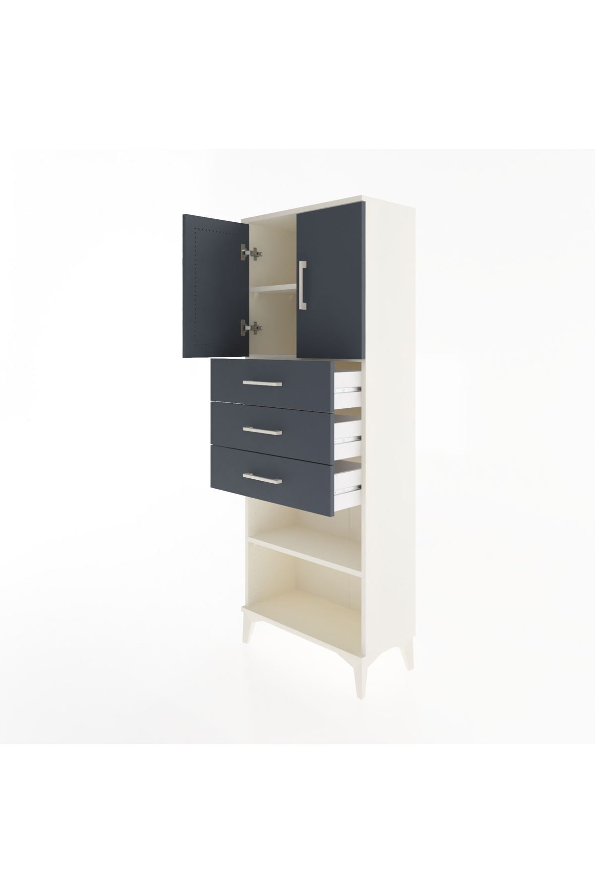 Arges Dolap 3 Raflı 3 Çekmeceli 2 Kapaklı 60x30x163 - S20M105V2A