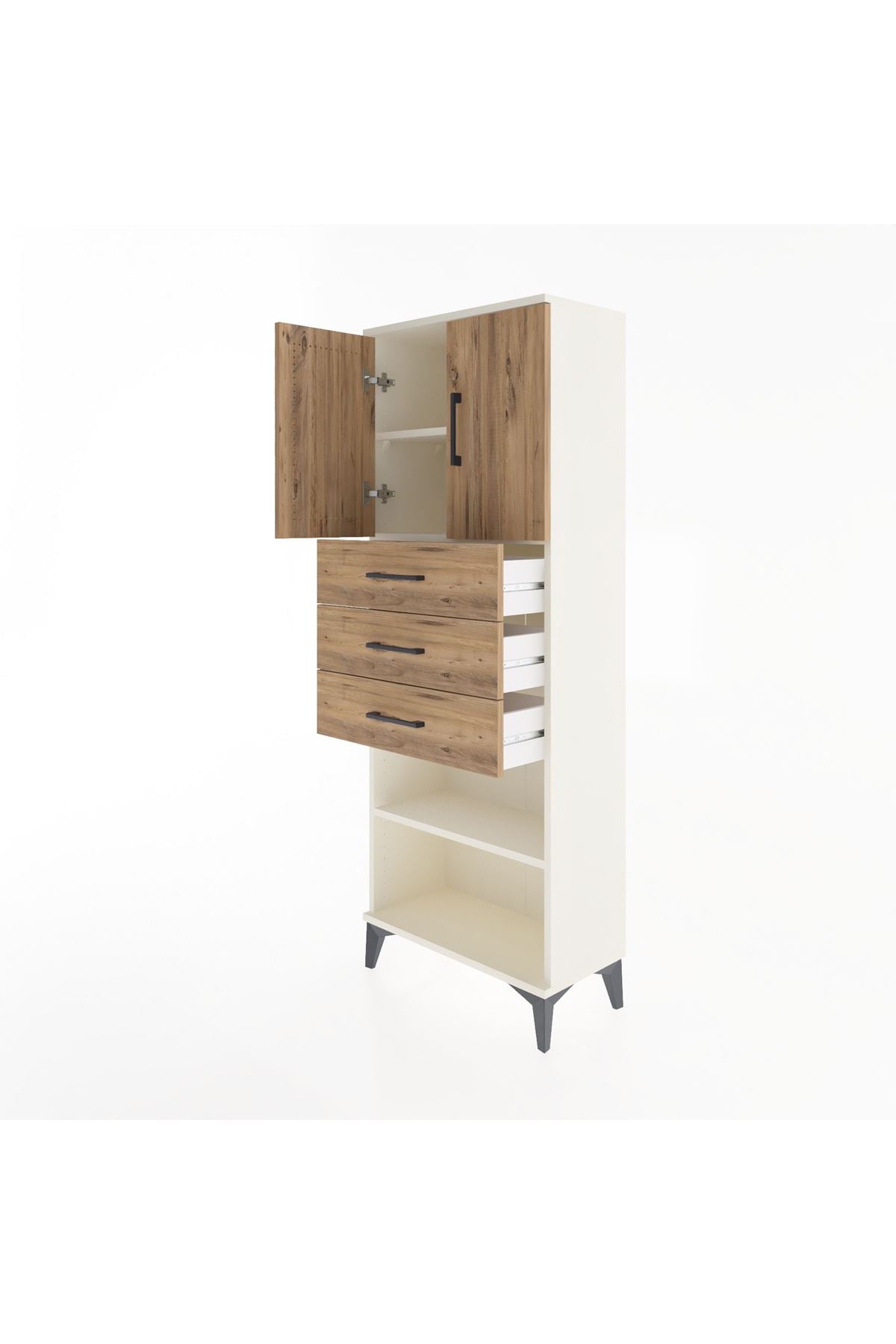 Arges Dolap 3 Raflı 3 Çekmeceli 2 Kapaklı 60x30x163 - S20M105V3A