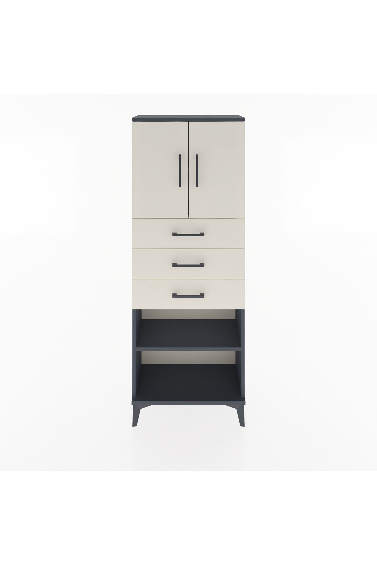 Arges Dolap 3 Raflı 3 Çekmeceli 2 Kapaklı 60x30x163 - S20M105V4A