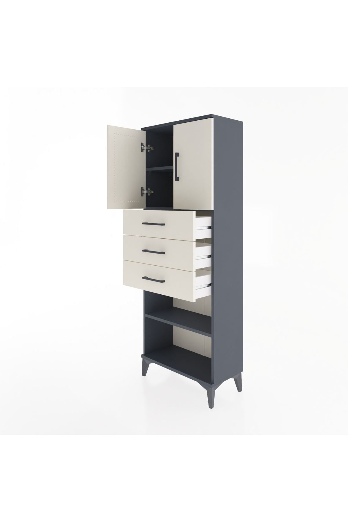 Arges Dolap 3 Raflı 3 Çekmeceli 2 Kapaklı 60x30x163 - S20M105V4A