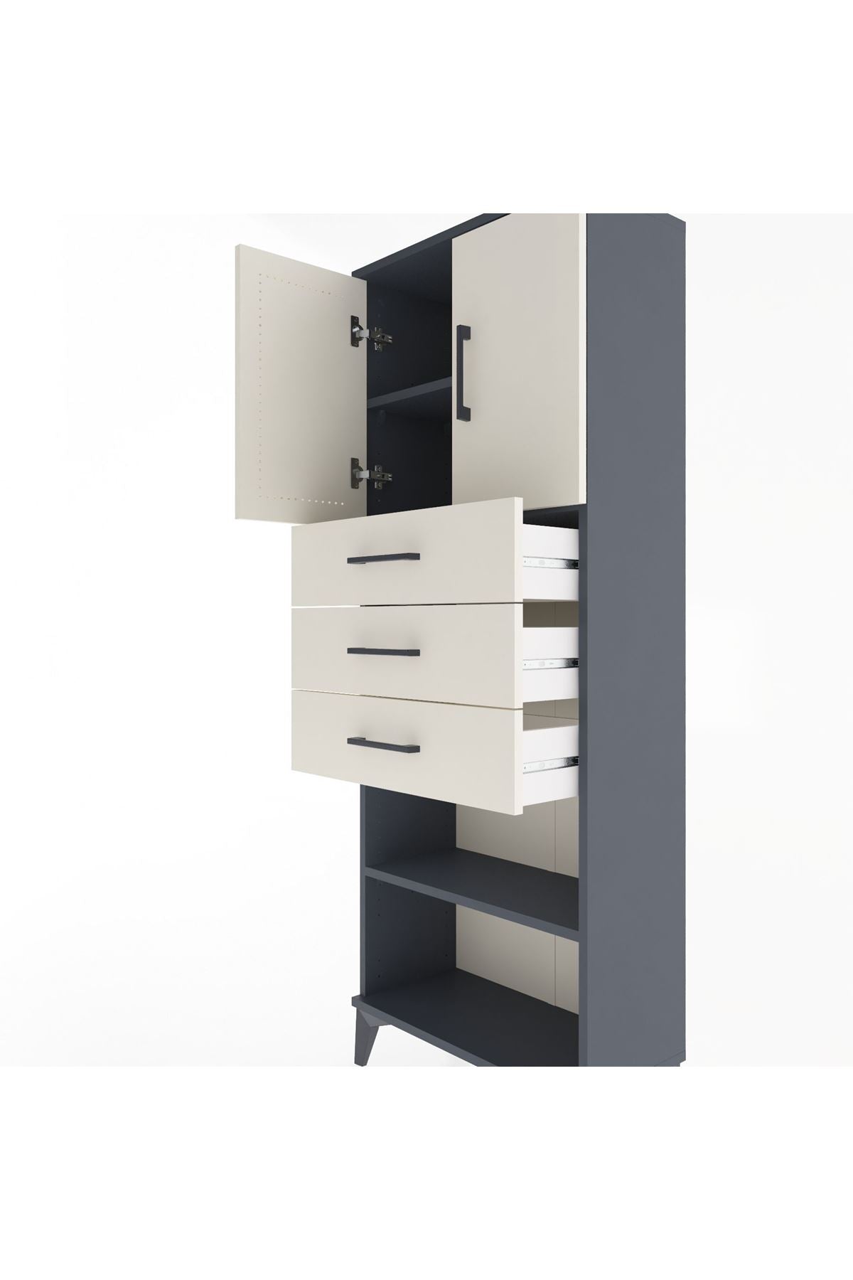 Arges Dolap 3 Raflı 3 Çekmeceli 2 Kapaklı 60x30x163 - S20M105V4A