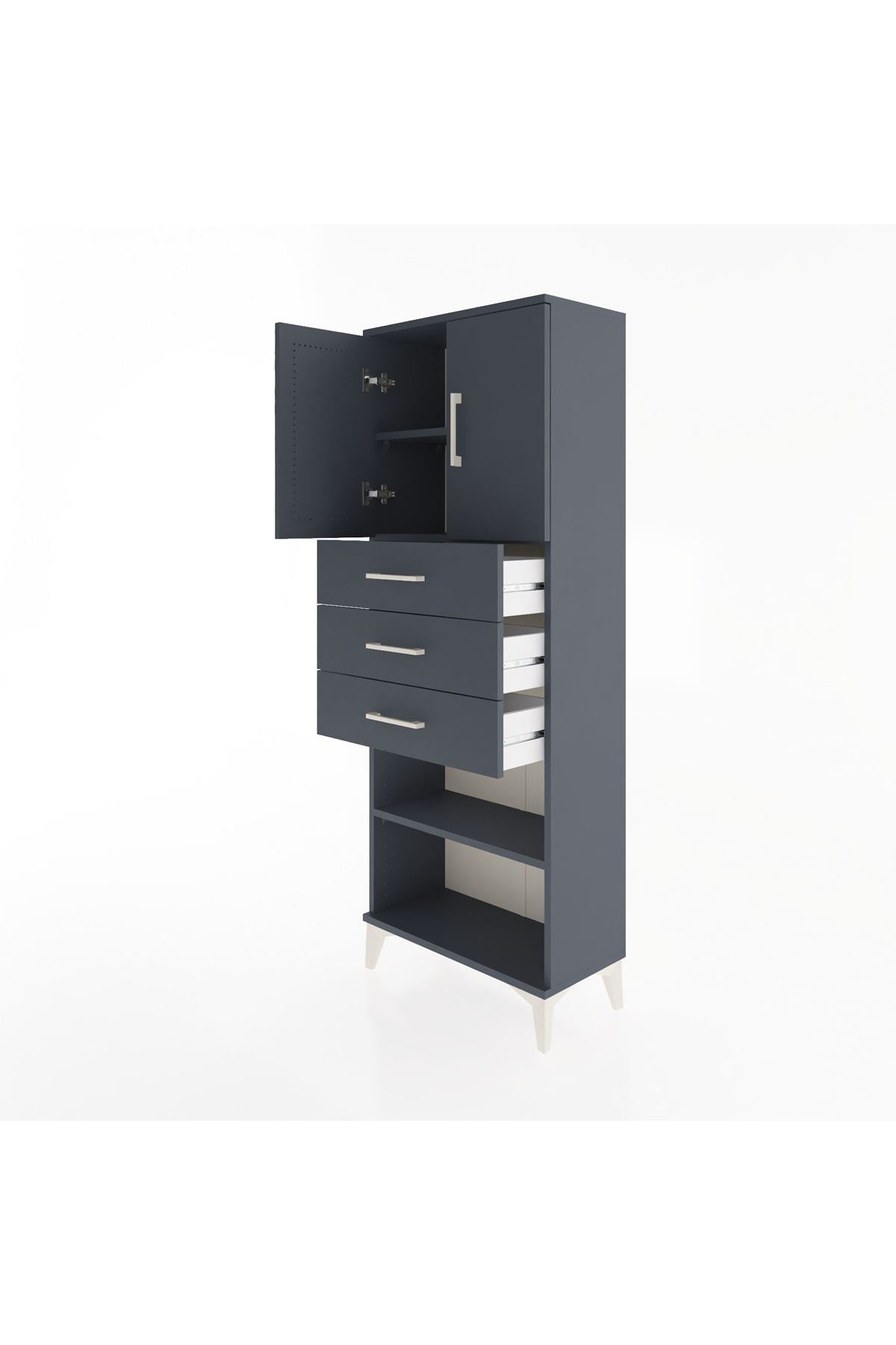 Arges Dolap 3 Raflı 3 Çekmeceli 2 Kapaklı 60x30x163 - S20M105V5A