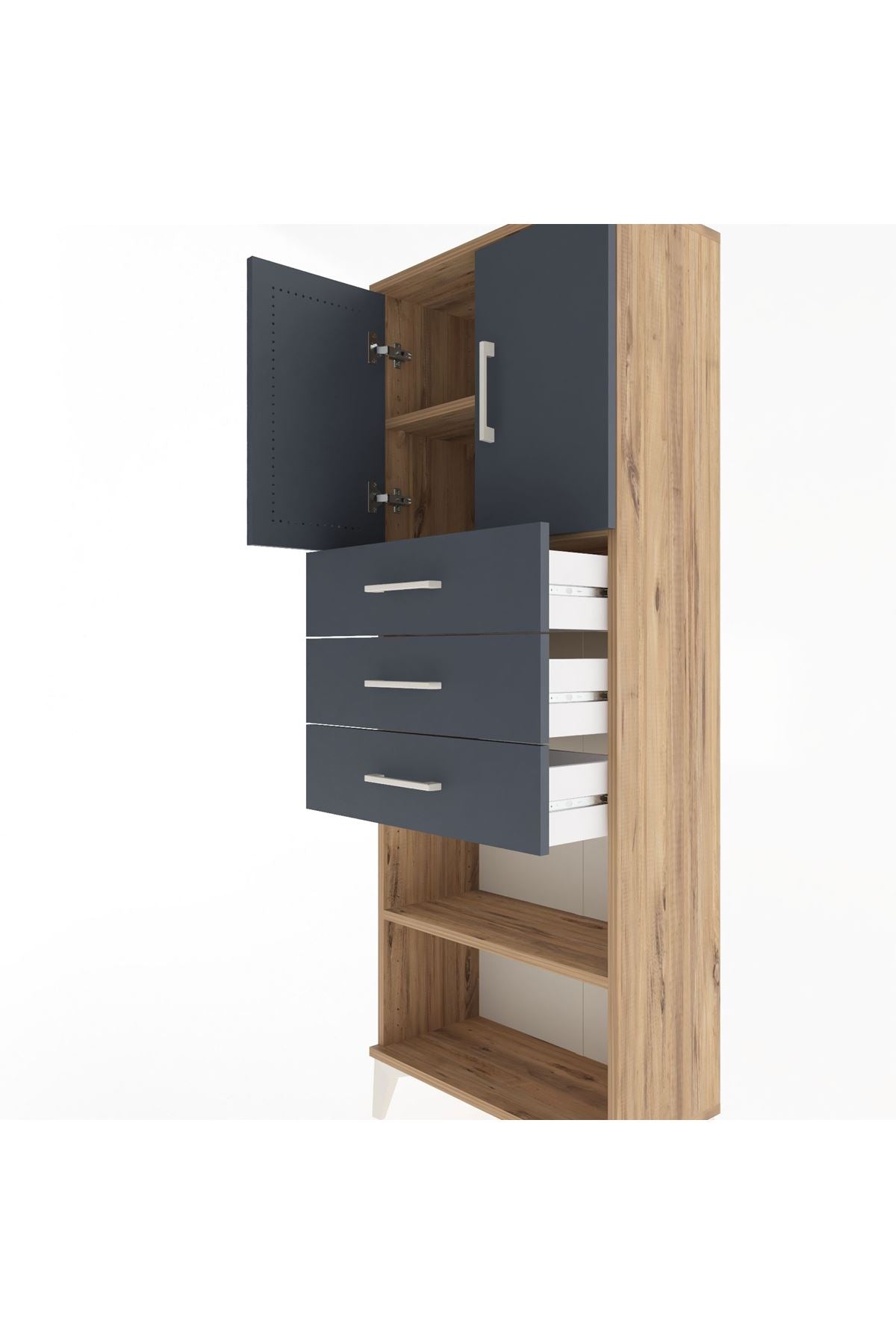 Arges Dolap 3 Raflı 3 Çekmeceli 2 Kapaklı 60x30x163 - S20M105V8A