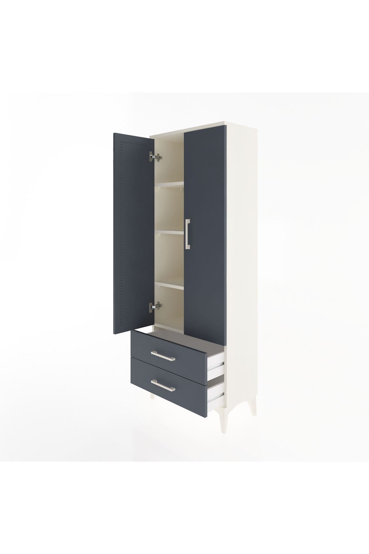 Arges Dolap 4 Raflı 2 Çekmeceli 2 Kapaklı 60x30x163 - S20M107V2A
