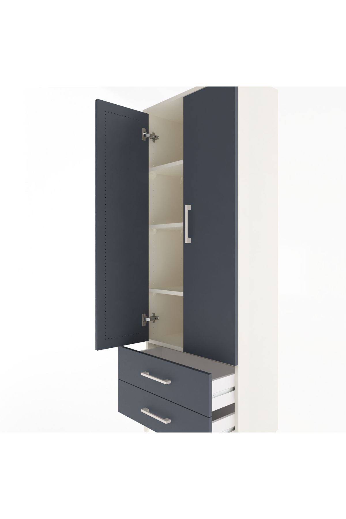 Arges Dolap 4 Raflı 2 Çekmeceli 2 Kapaklı 60x30x163 - S20M107V2A