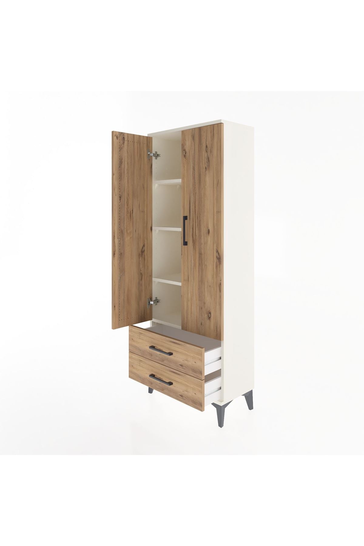 Arges Dolap 4 Raflı 2 Çekmeceli 2 Kapaklı 60x30x163 - S20M107V3A