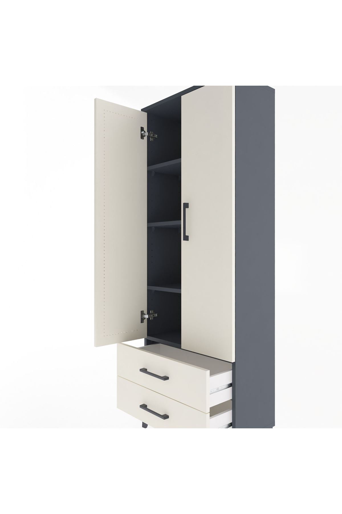 Arges Dolap 4 Raflı 2 Çekmeceli 2 Kapaklı 60x30x163 - S20M107V4A