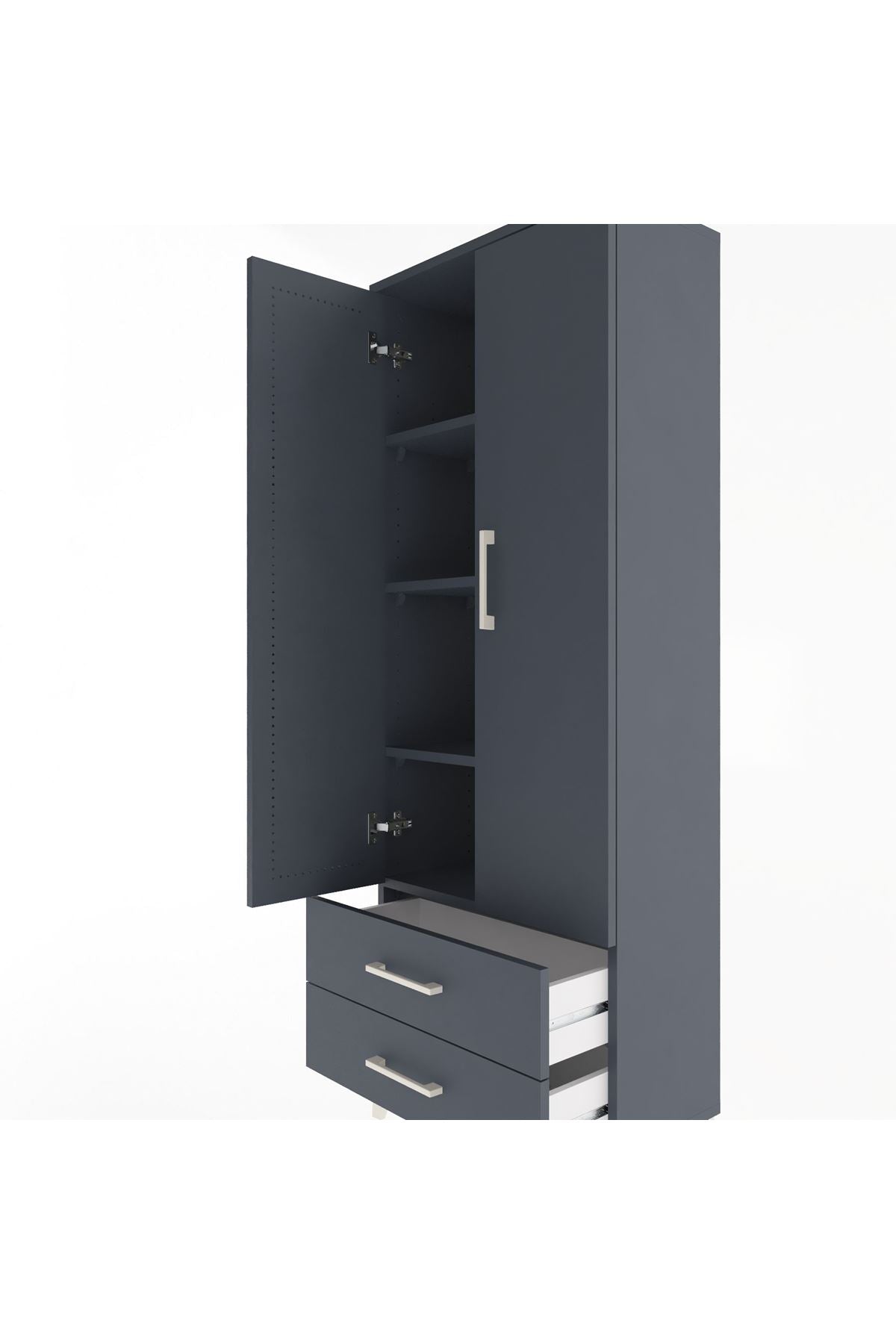 Arges Dolap 4 Raflı 2 Çekmeceli 2 Kapaklı 60x30x163 - S20M107V5A